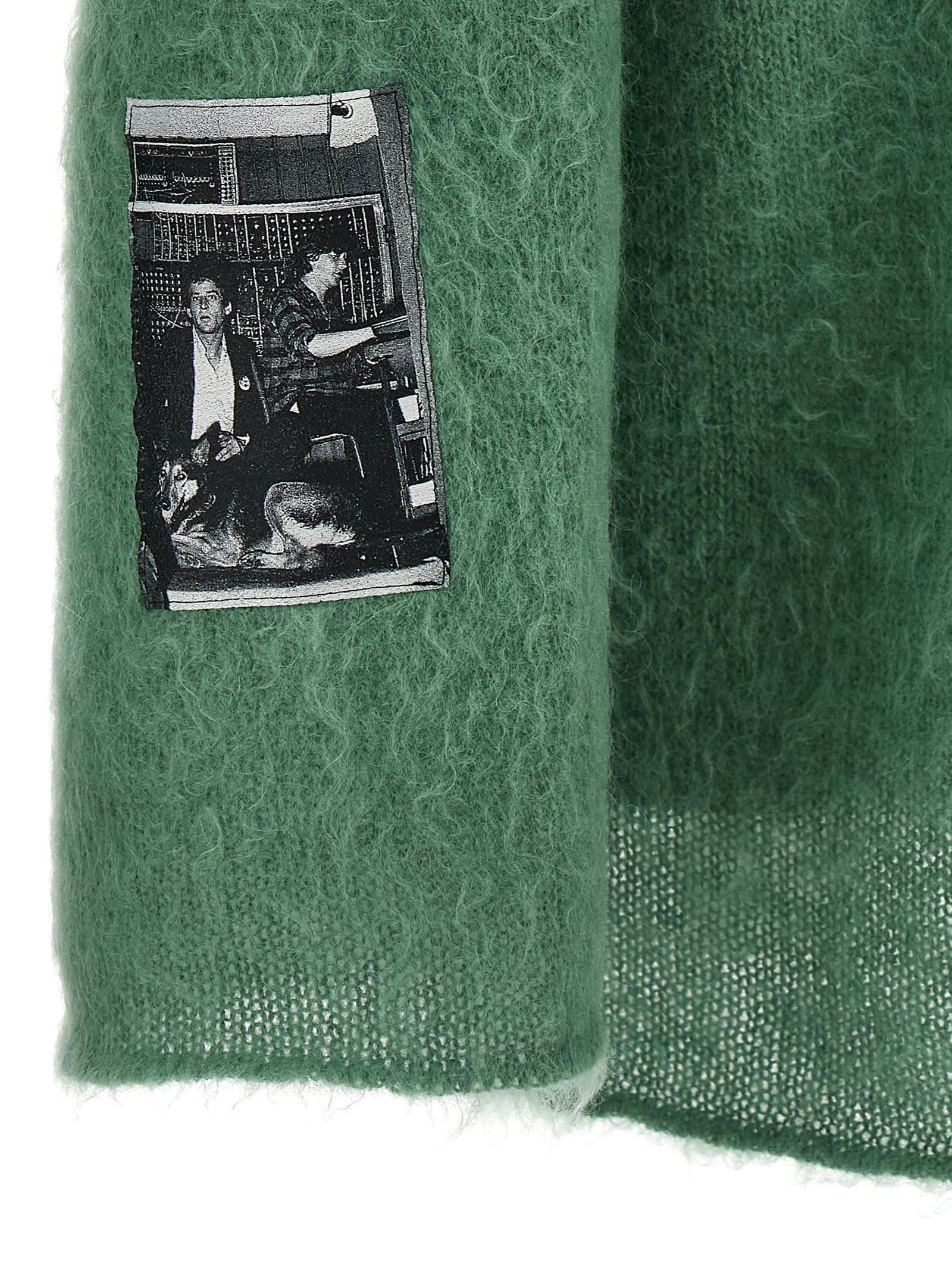 Undercover Textured Knit Sweater Graphic Patch In Green