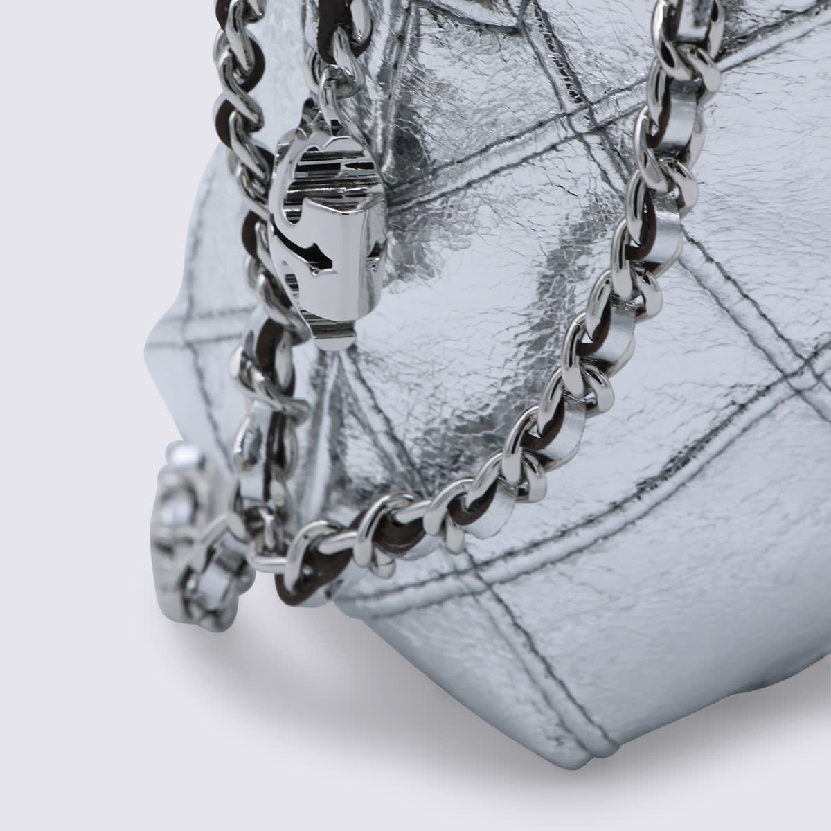 Tory Burch Silver Leather Crossbody Bag In Silver