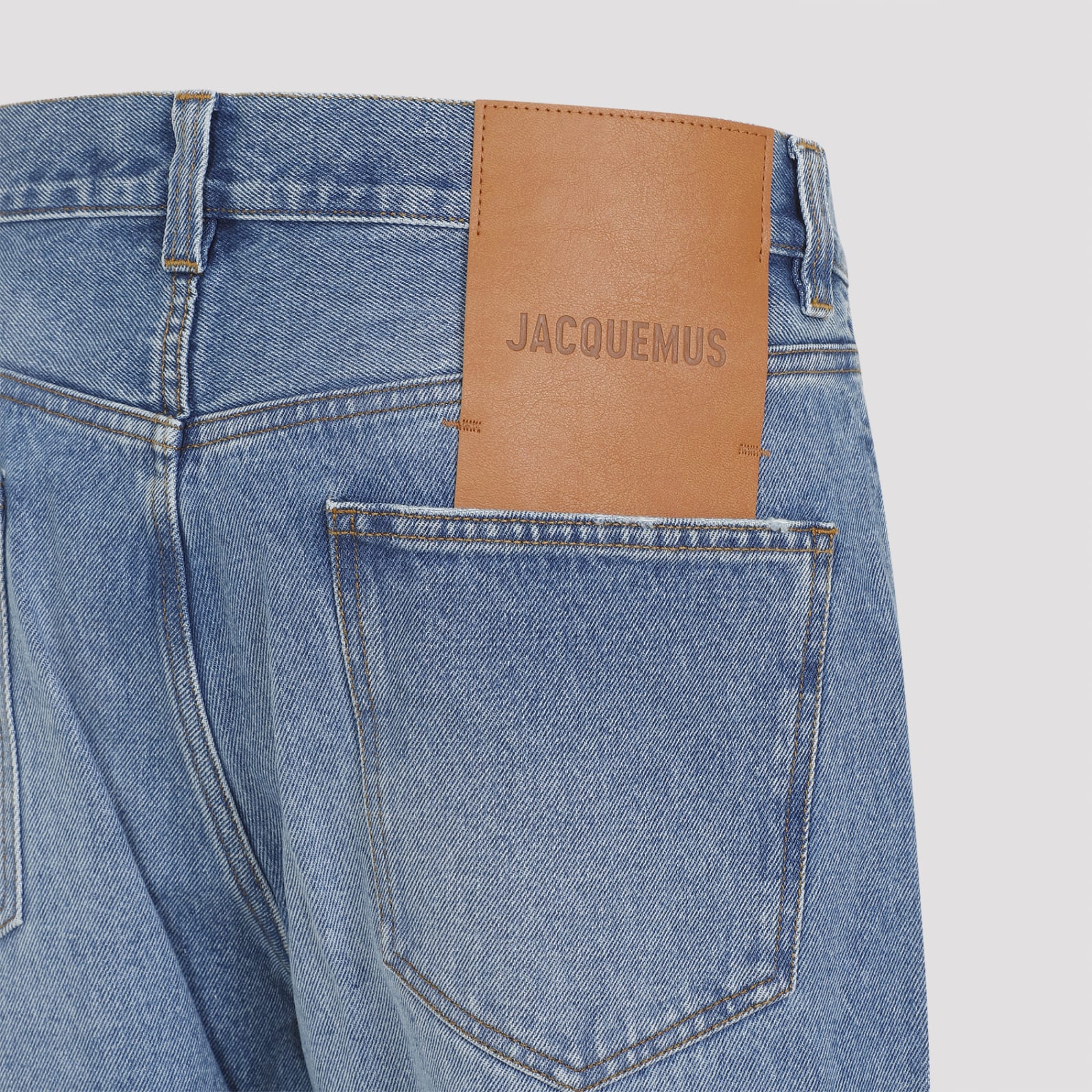 Shop Jacquemus Le De Nîmes Droit Jeans In C Blue Tabac