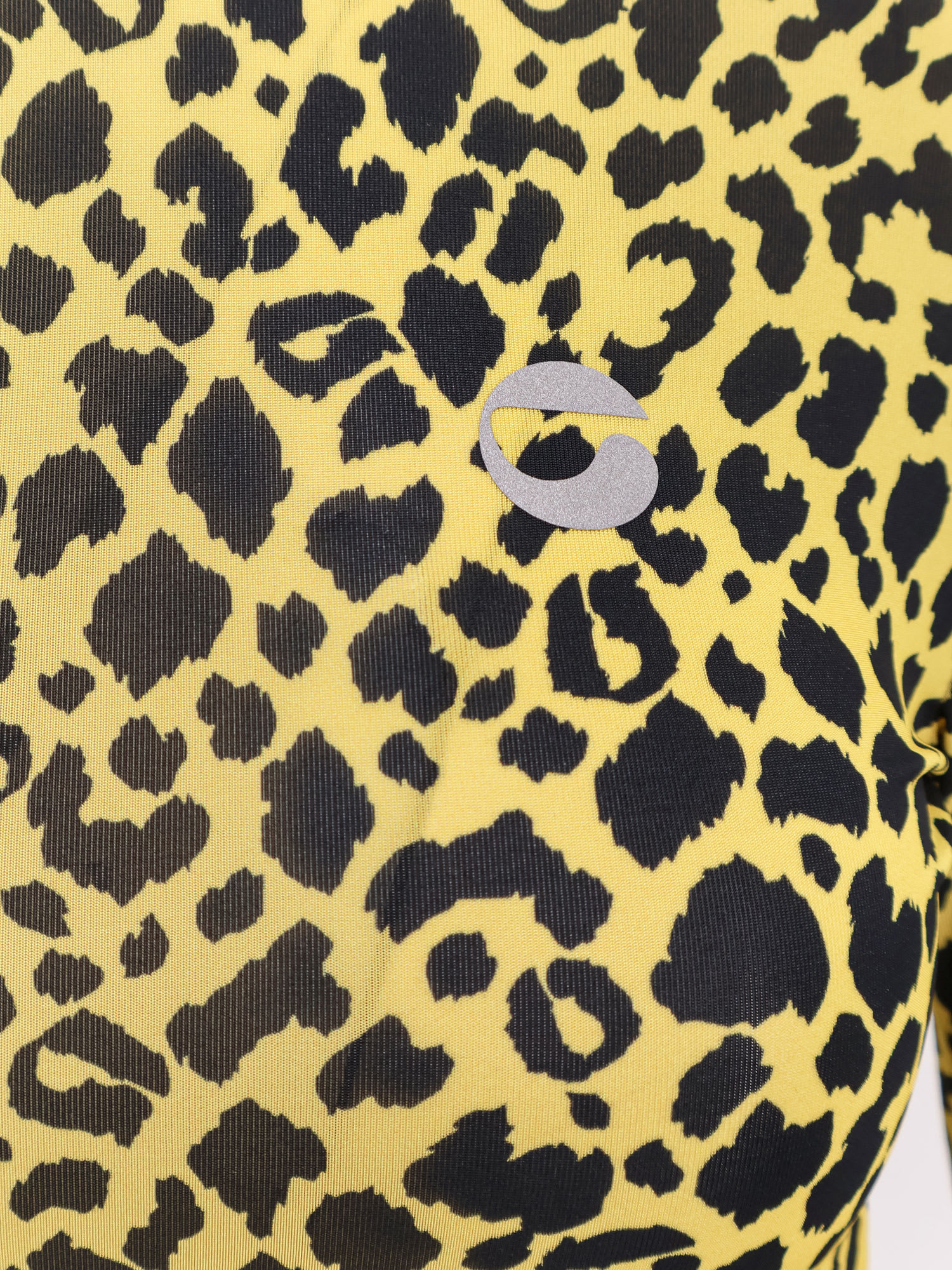 Coperni Fitted Long Sleeve Turtleneck Animal Print Top In Black