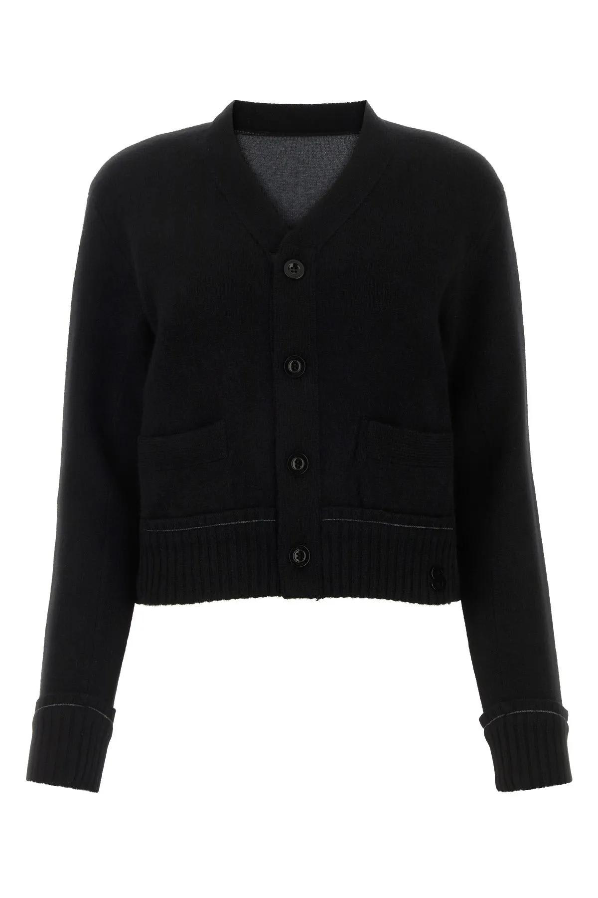 SACAI BLACK CASHMERE BLEND CASHMERE KNIT CARDIGAN