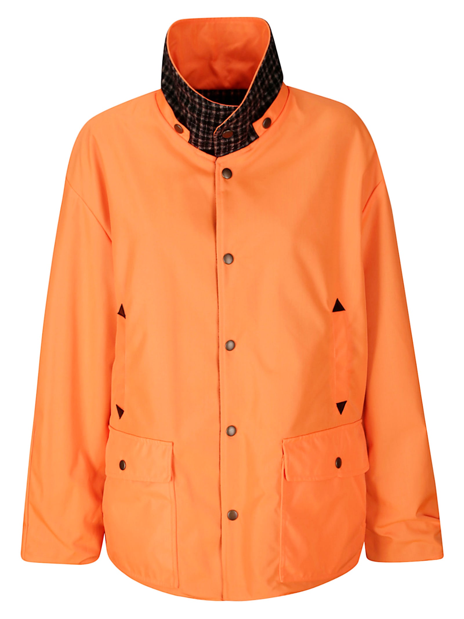 Maison Margiela Orange Fluo Cropped Reversable Jacket In Multi