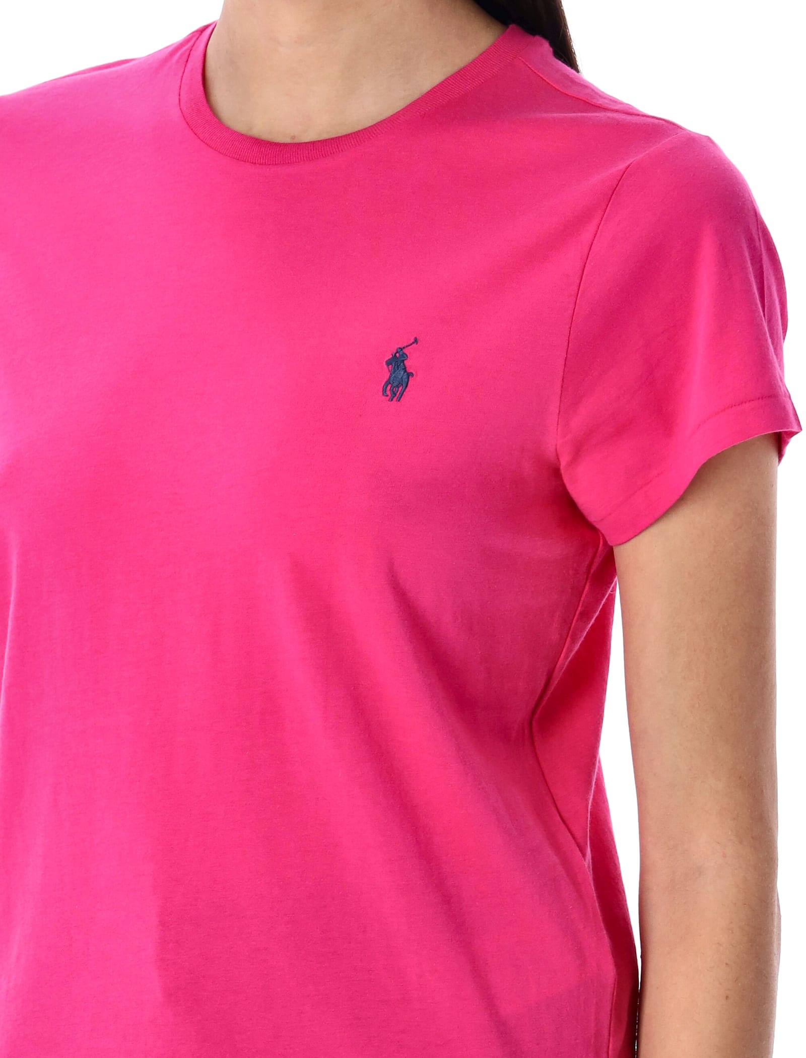 Polo Ralph Lauren Embroidered Logo Crewneck T-shirt In Pink