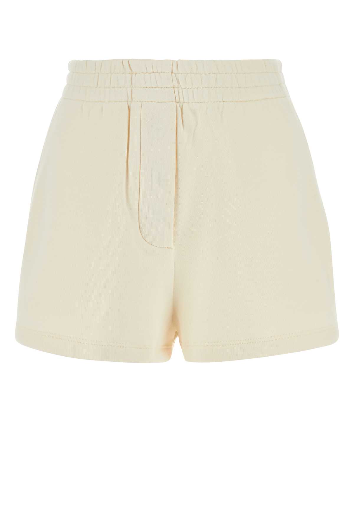 Shop Prada Cream Cotton Shorts In Naturale