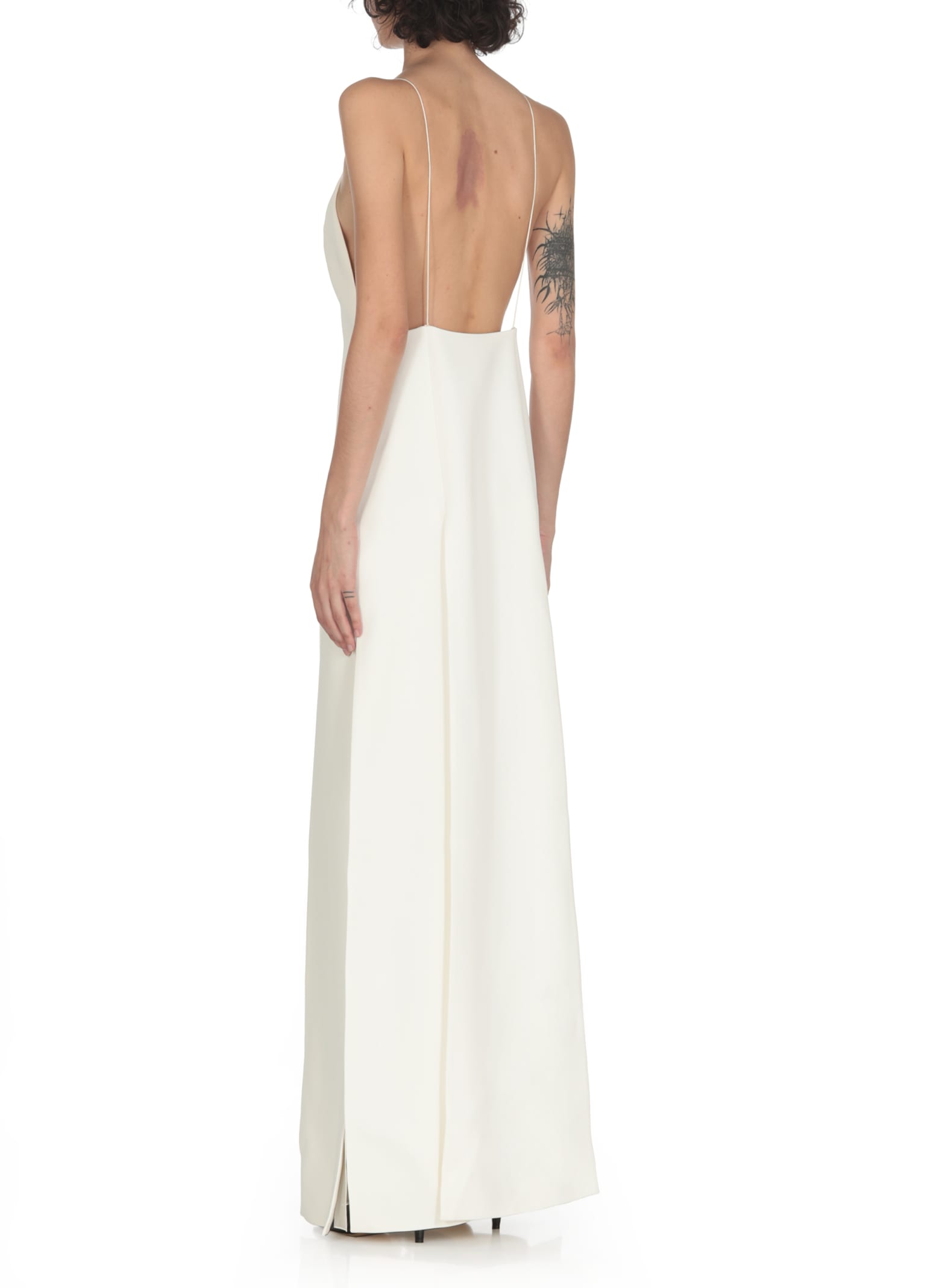 Khaite The Nonya V-neck Sleeveless Dress In White