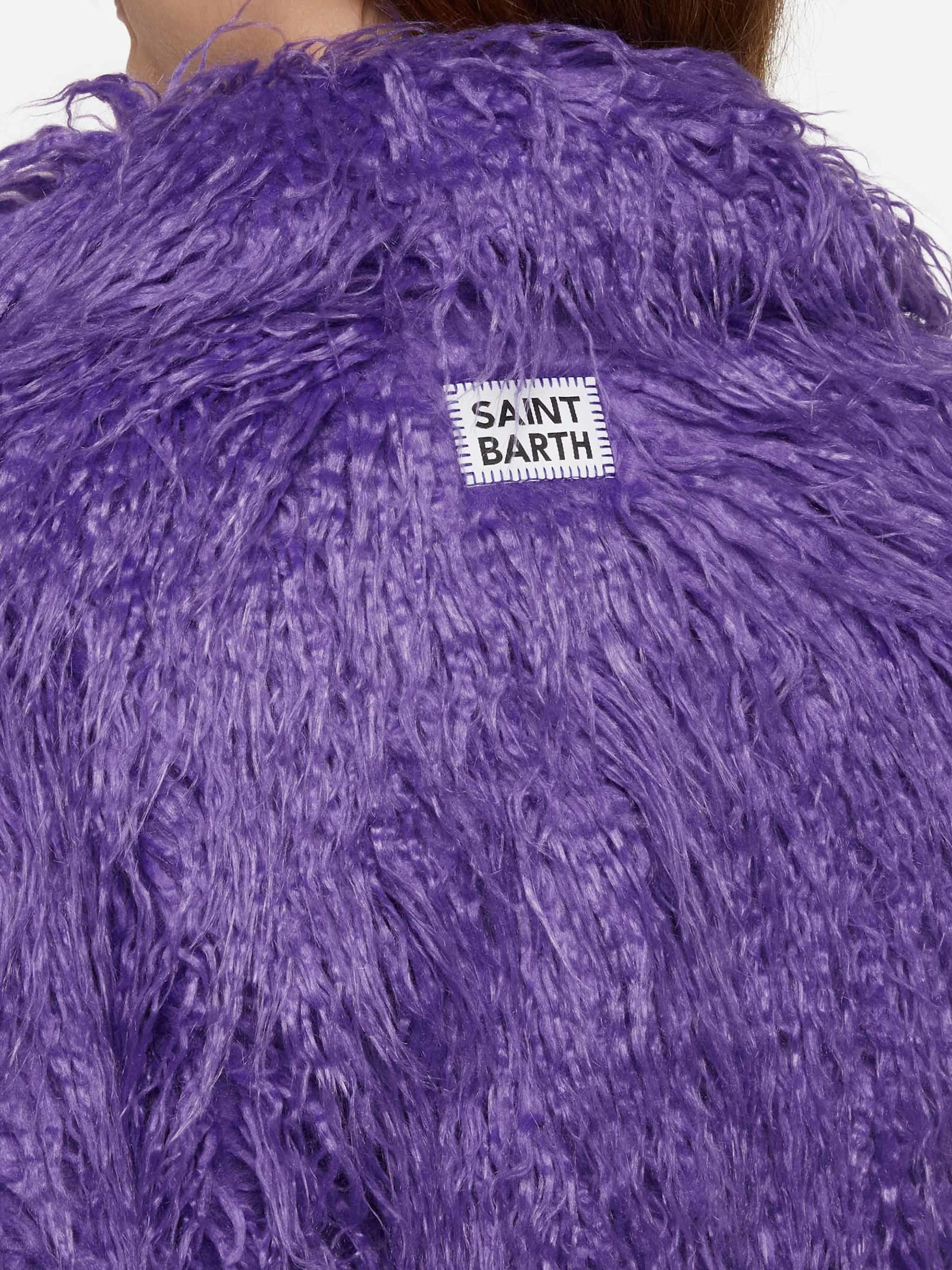 Mc2 Saint Barth Purple Furry Short Jacket Sully In Pink