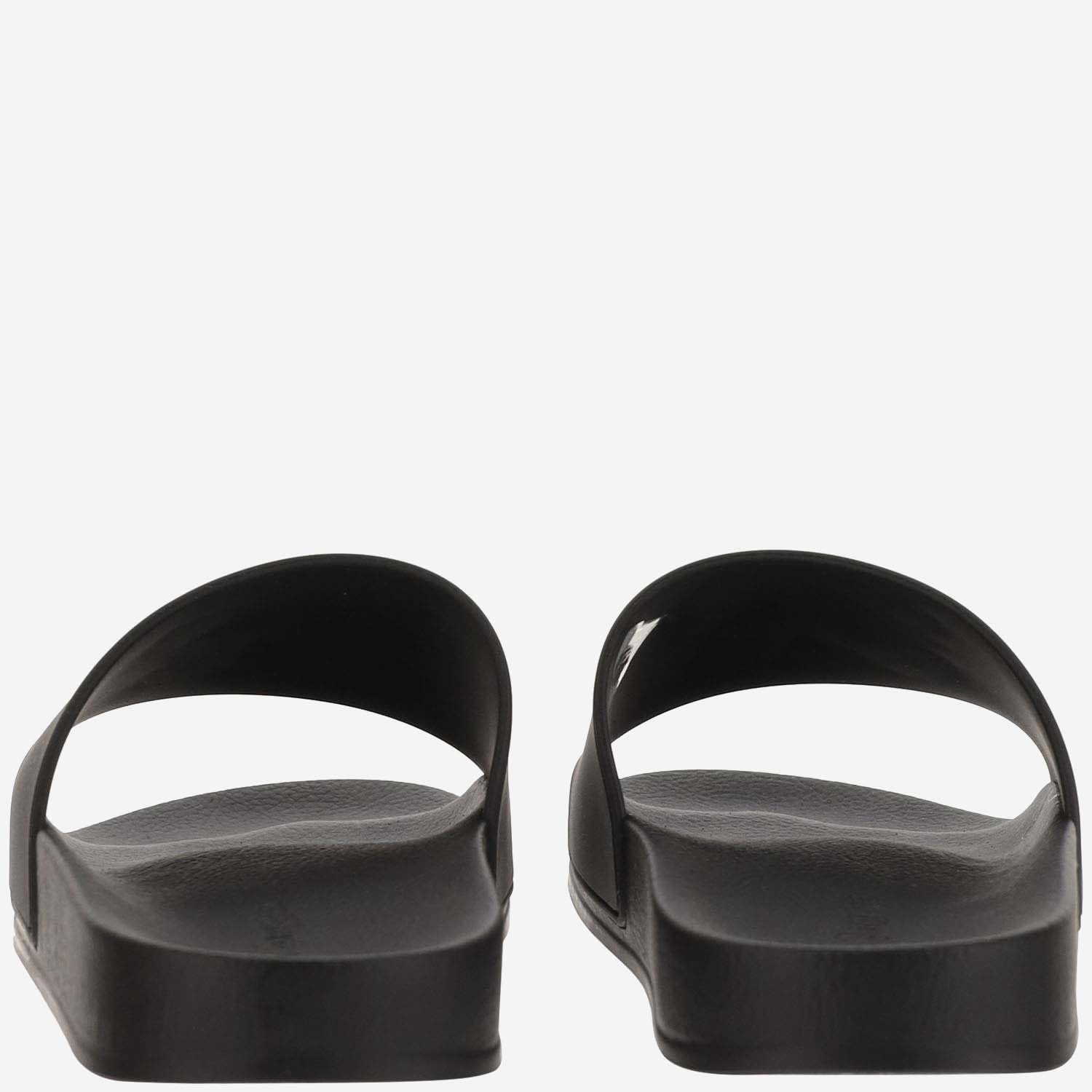 Shop Palm Angels Rubber Sliders With Logo In Black Light