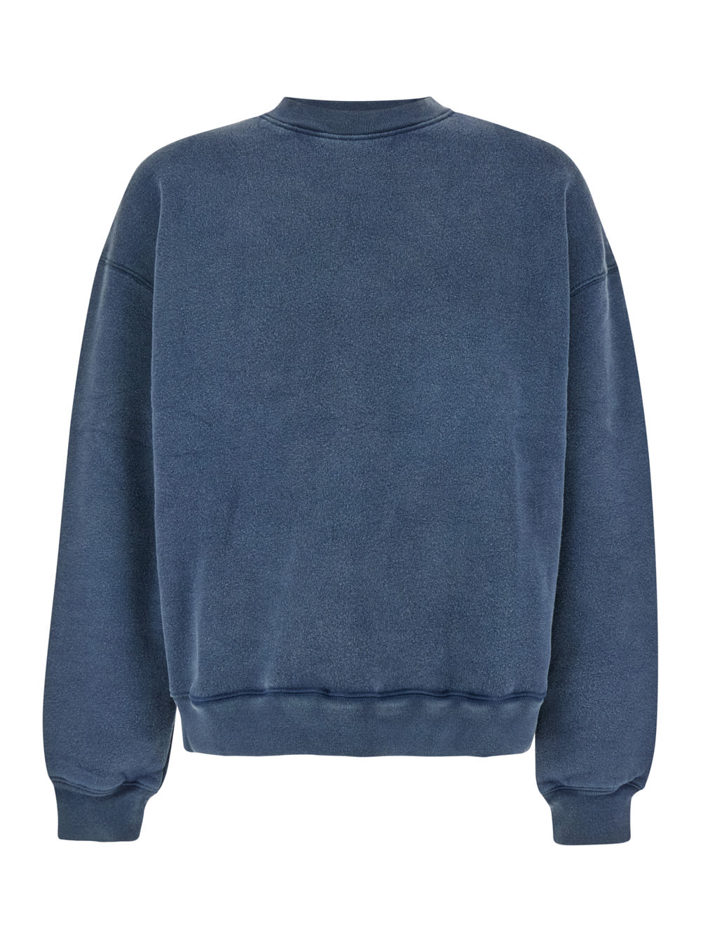 Shop Axel Arigato Blue Crewneck Sweatshirt With Logo Embroidery In Cotton Man