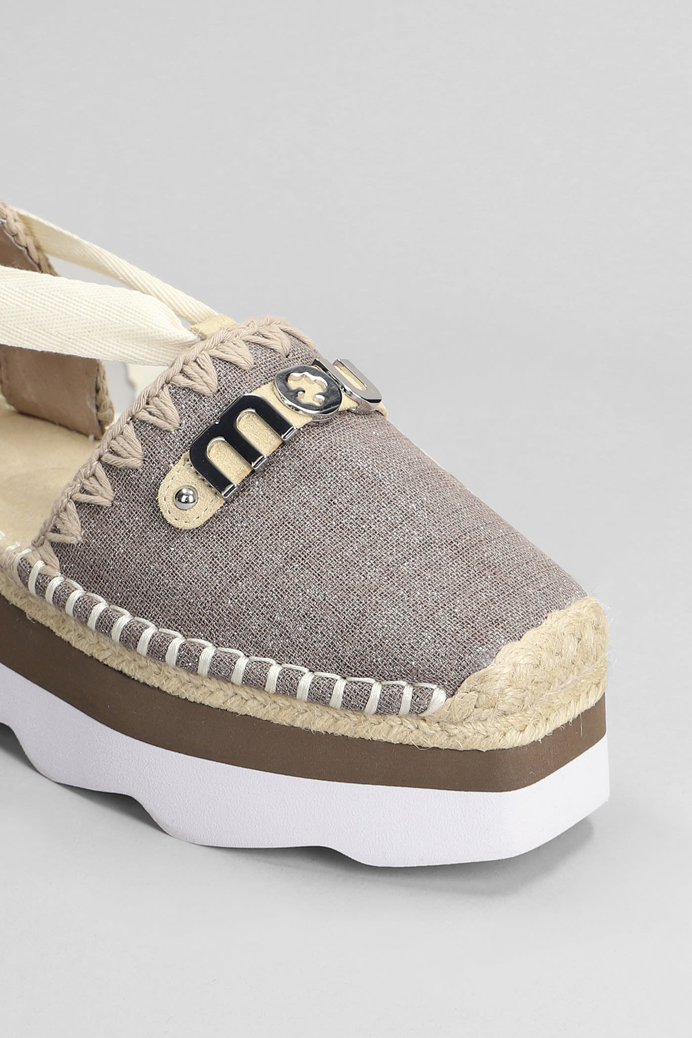 Shop Mou Espa Sandal Espadrilles In Grey Synthetic Fibers