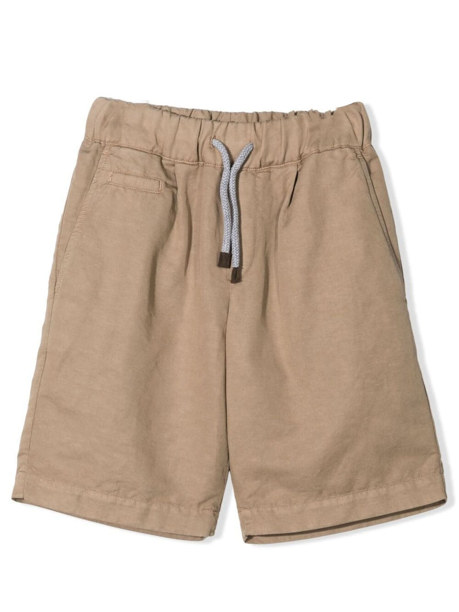 Brunello Cucinelli Brown Cotton And Linen Shorts