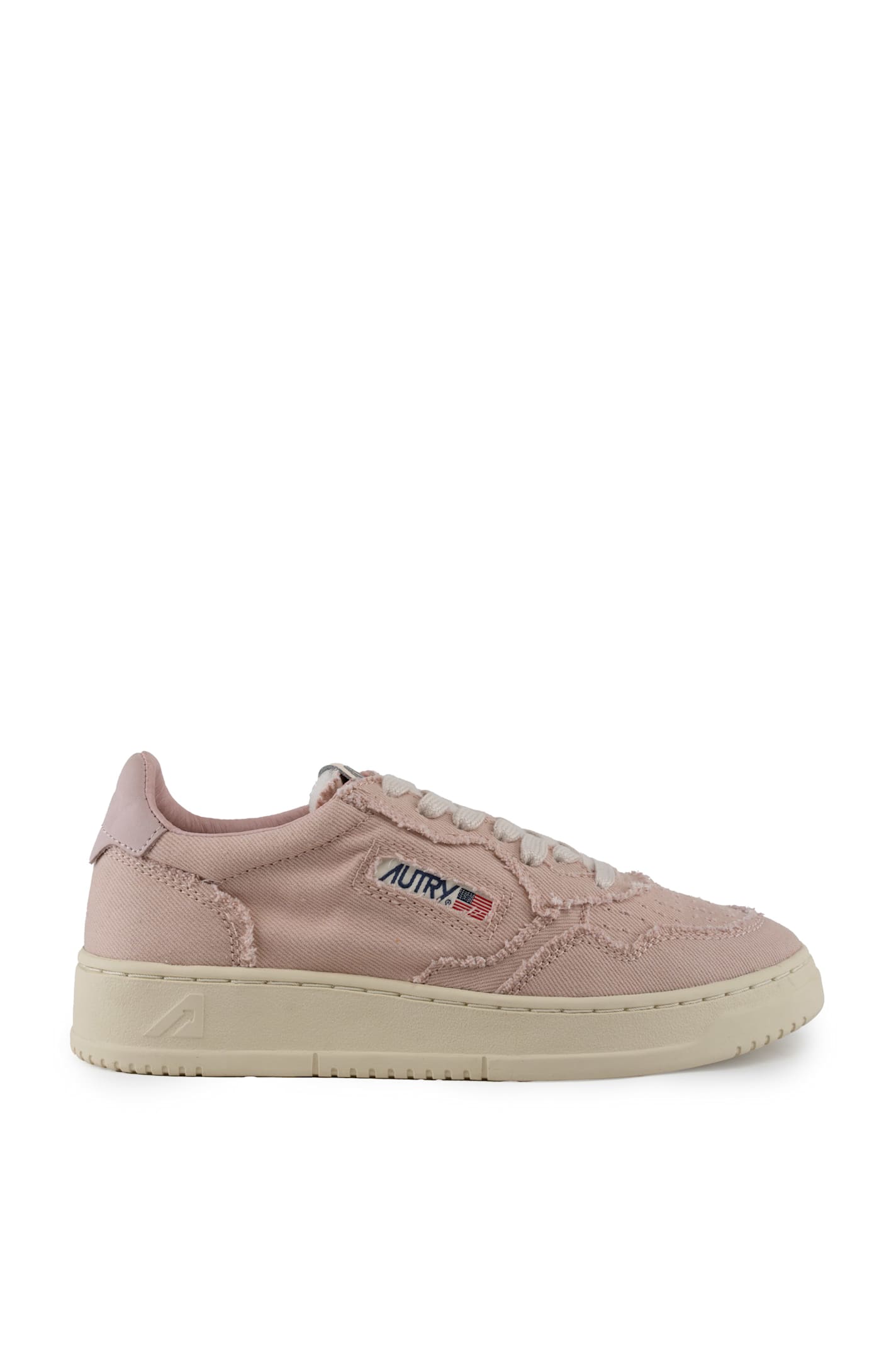 Autry Medalist Low Sneakers In Denim In Peach Whip
