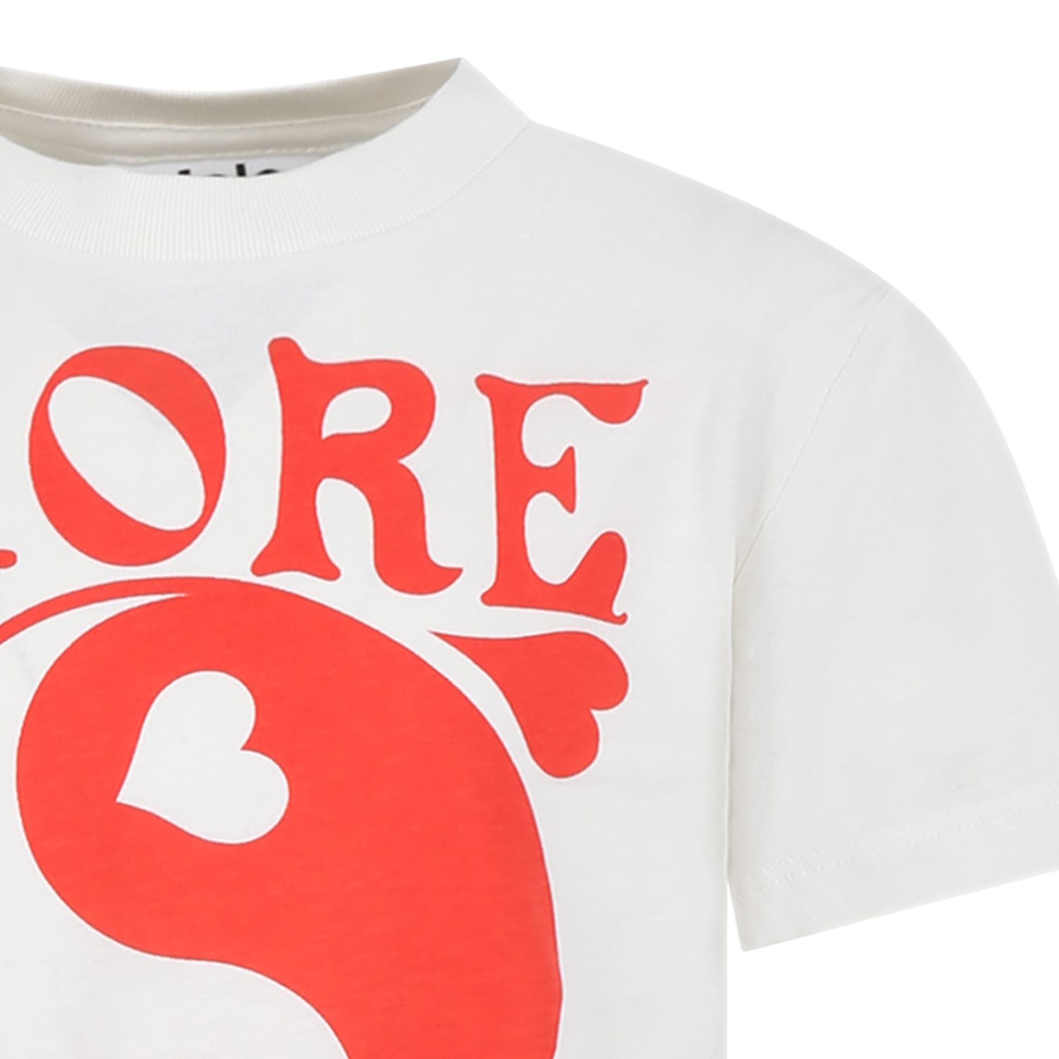 Shop Molo Ivory T-shirt For Girl With Yin And Yang Print In White