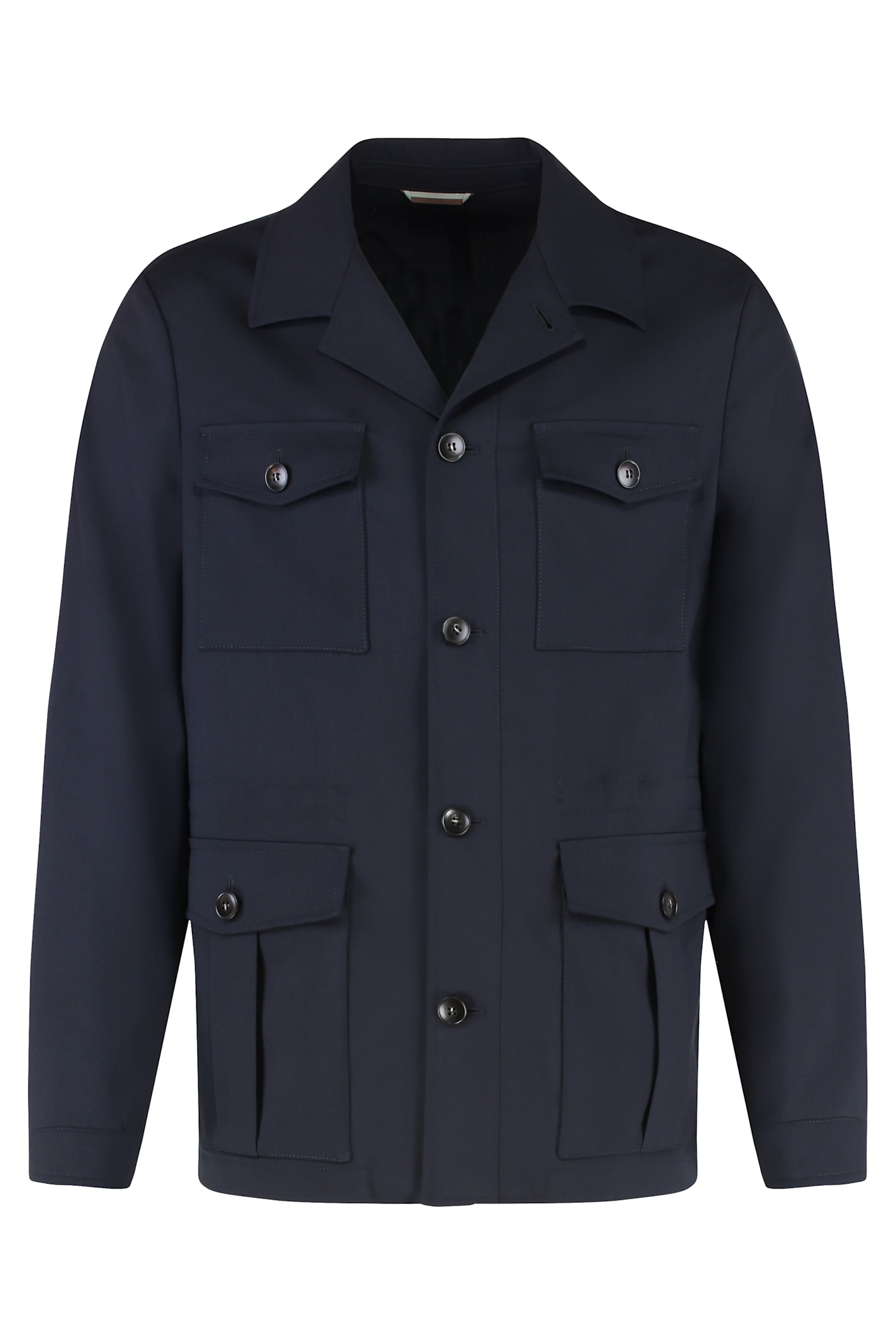 Canali Buttoned Flap-pocket Jacket In Blue