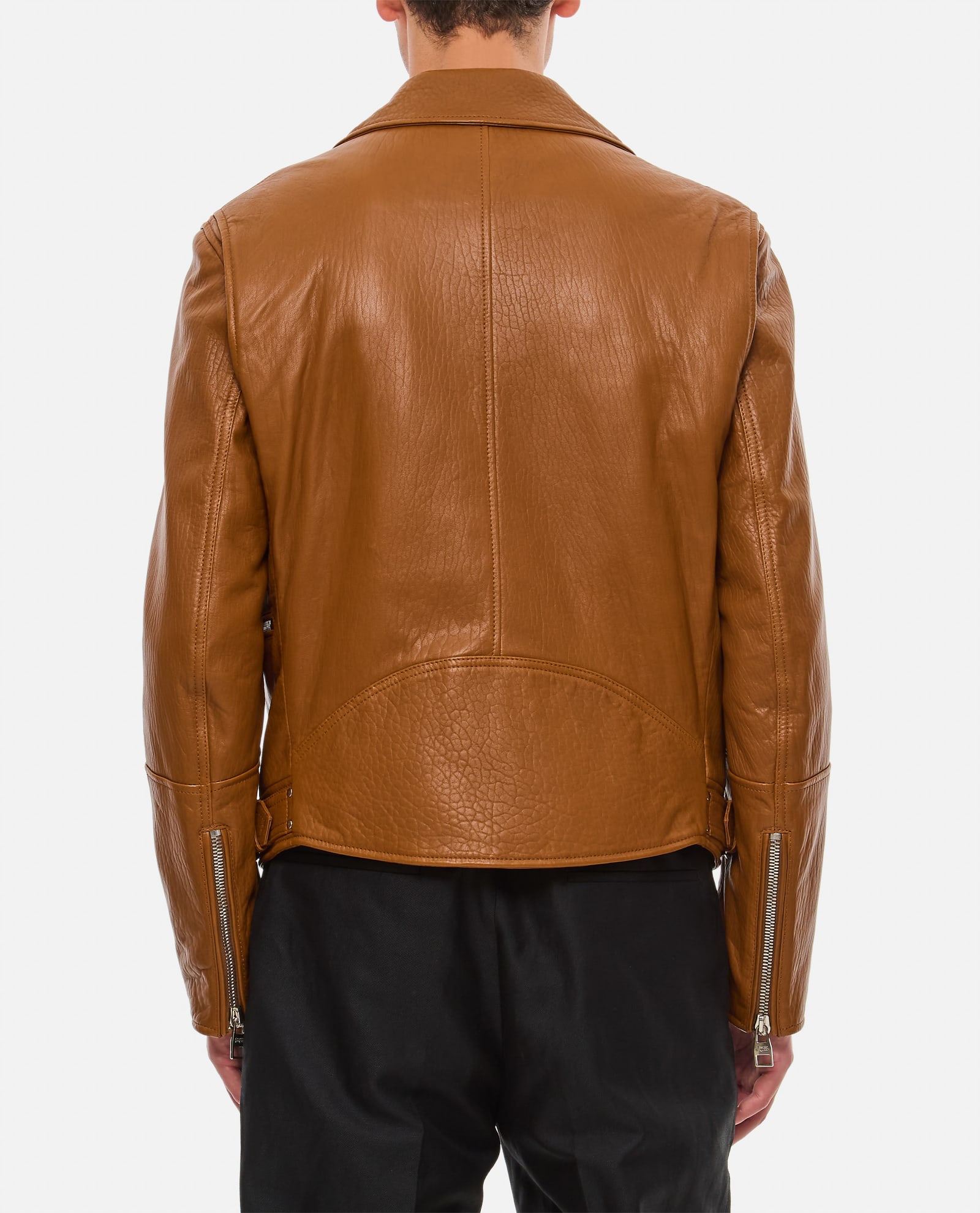 Shop Alexander Mcqueen Leather Jacket In Brown