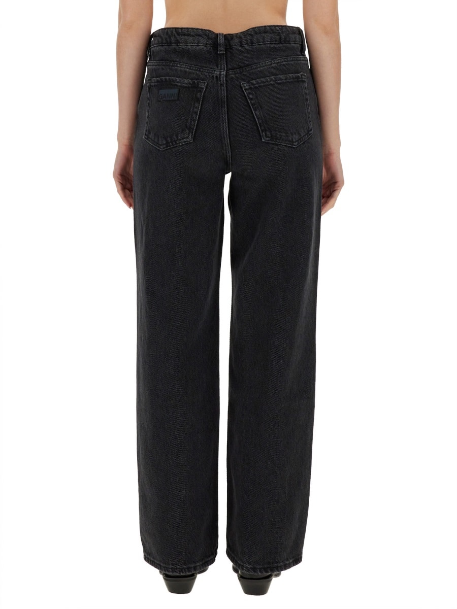 Shop Ganni Jeans With Drawstring In Nero