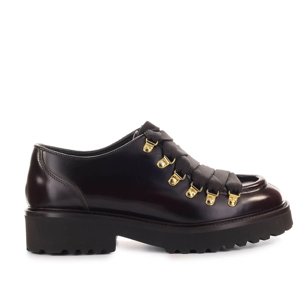Doucals Burgundy Leather Derby Lace-up