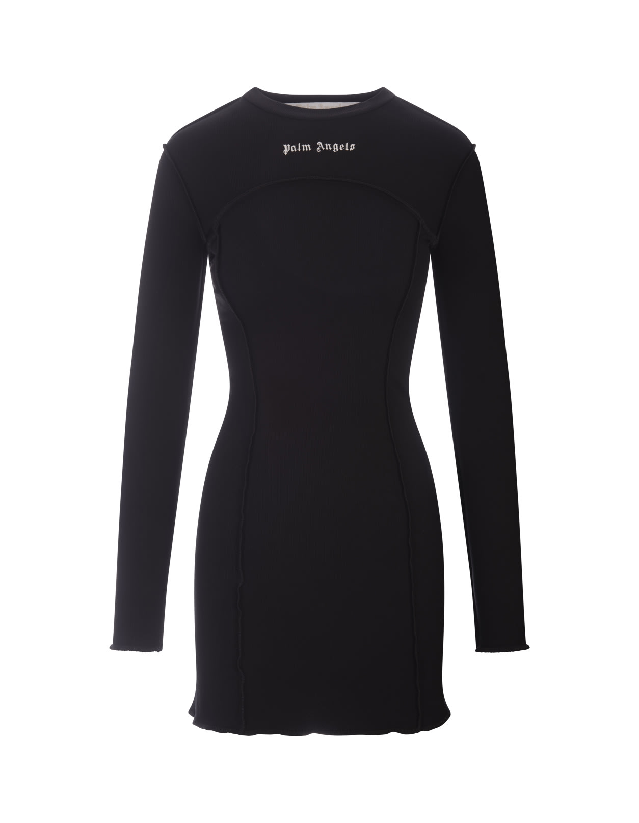 Palm Angels Black Mini Dress With Logo