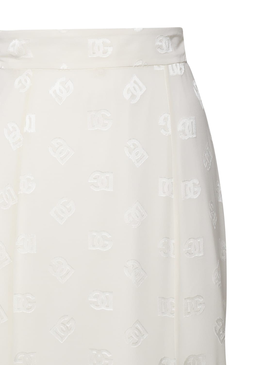 Shop Dolce & Gabbana Godet Skirt In Devoré Silk In White