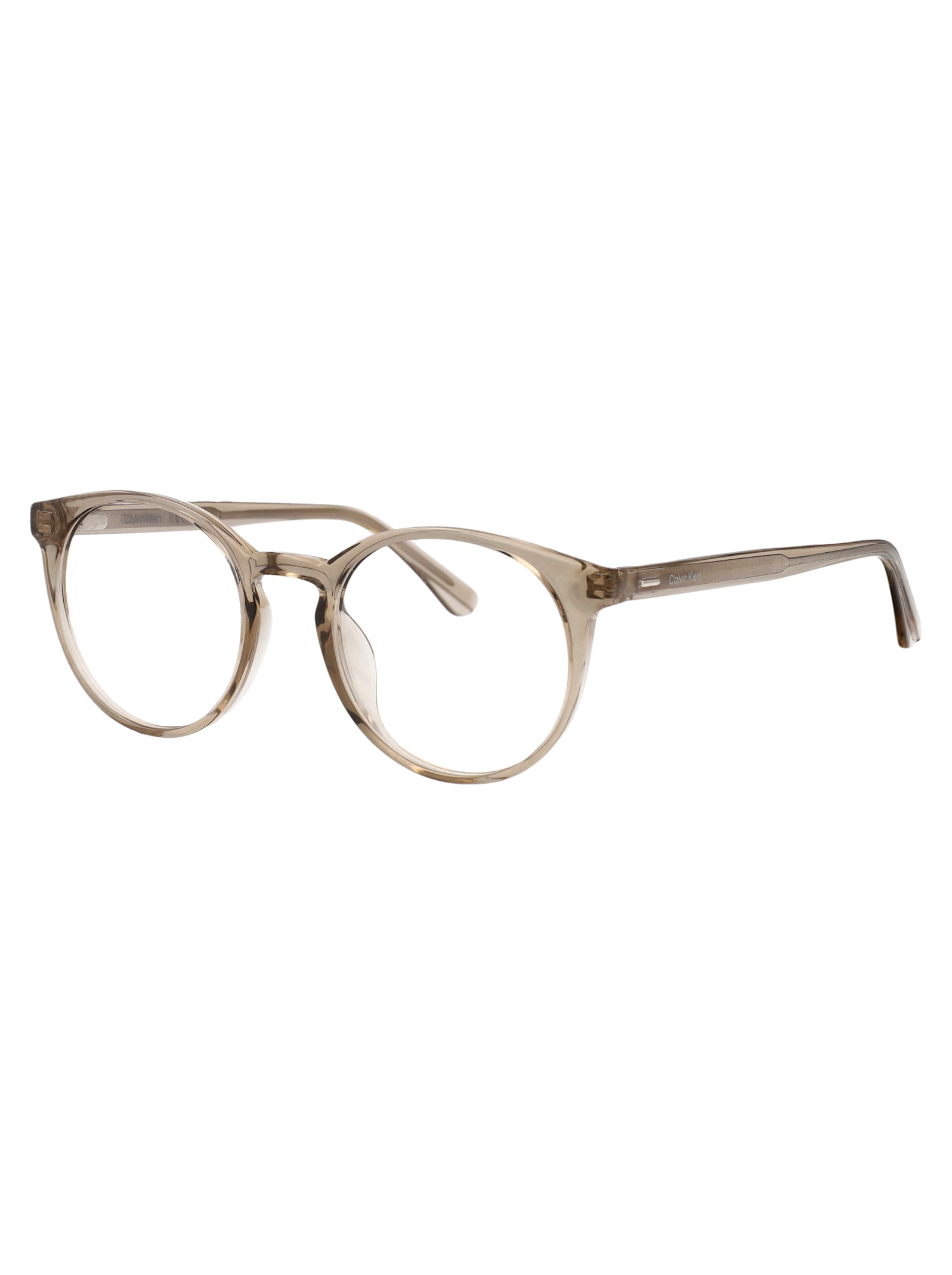 Calvin Klein Crystal Beige Acetate Glasses In Brown