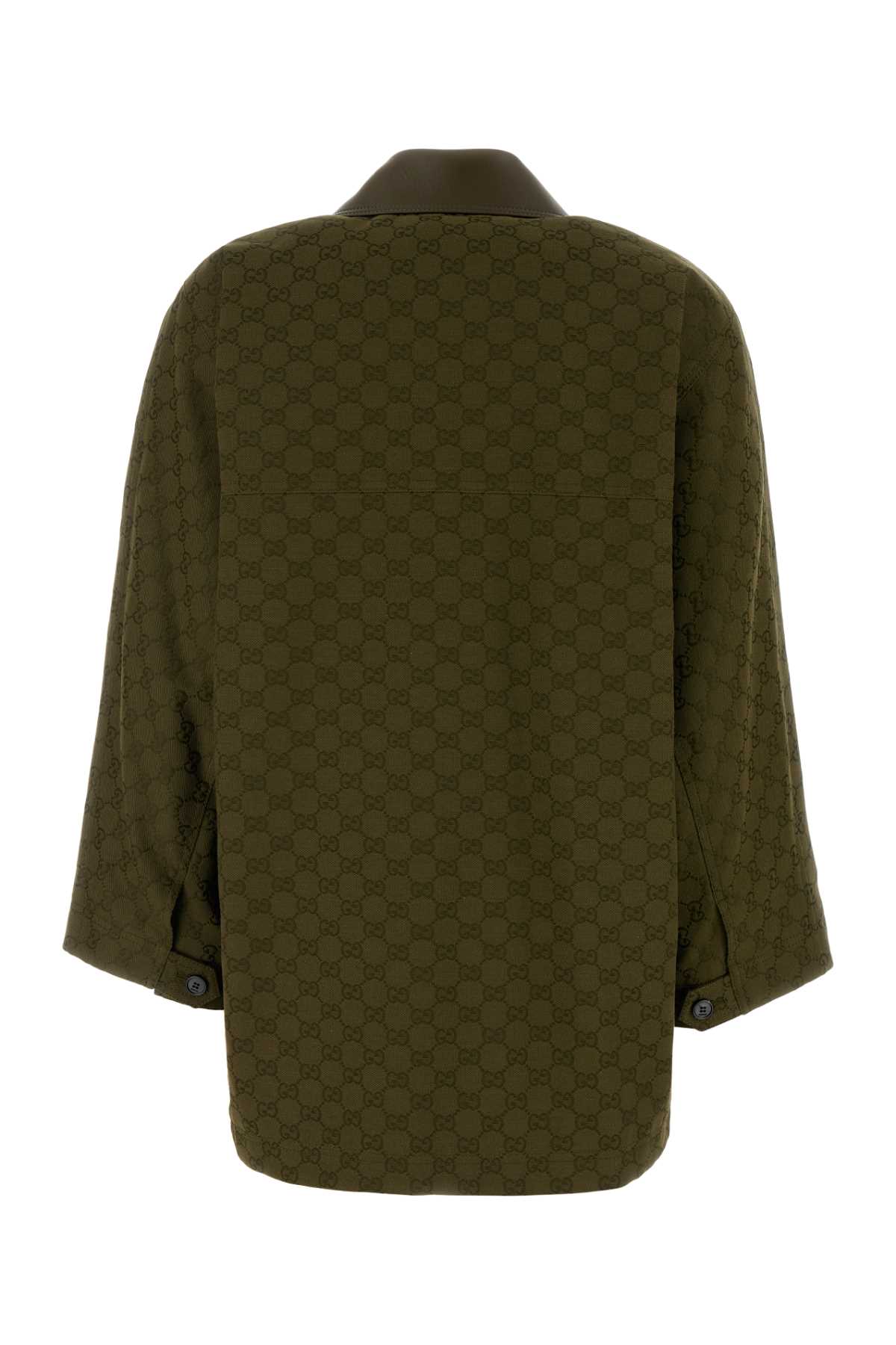 Gucci Military Green Gg Fabric Jacket Women In Green