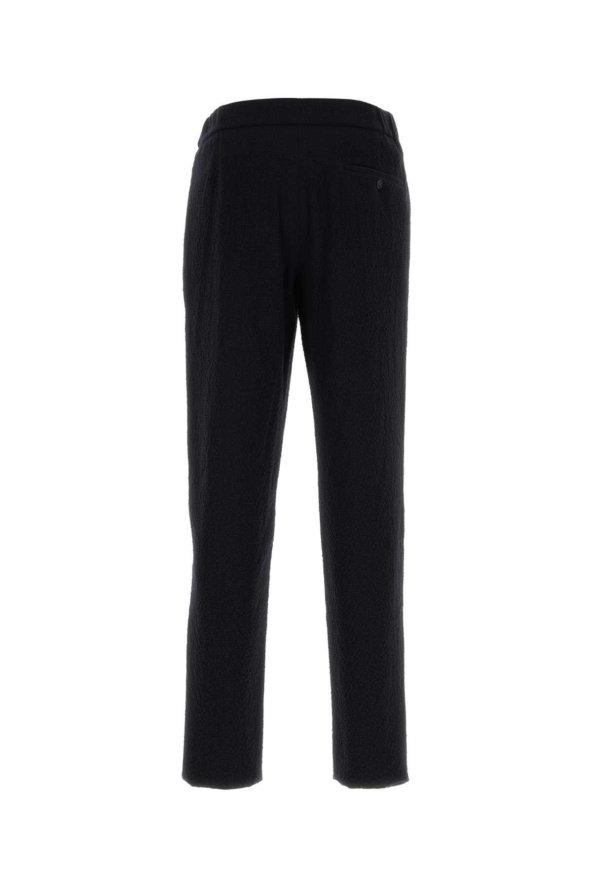 Giorgio Armani Midnight Blue Stretch Wool Pant In Blue