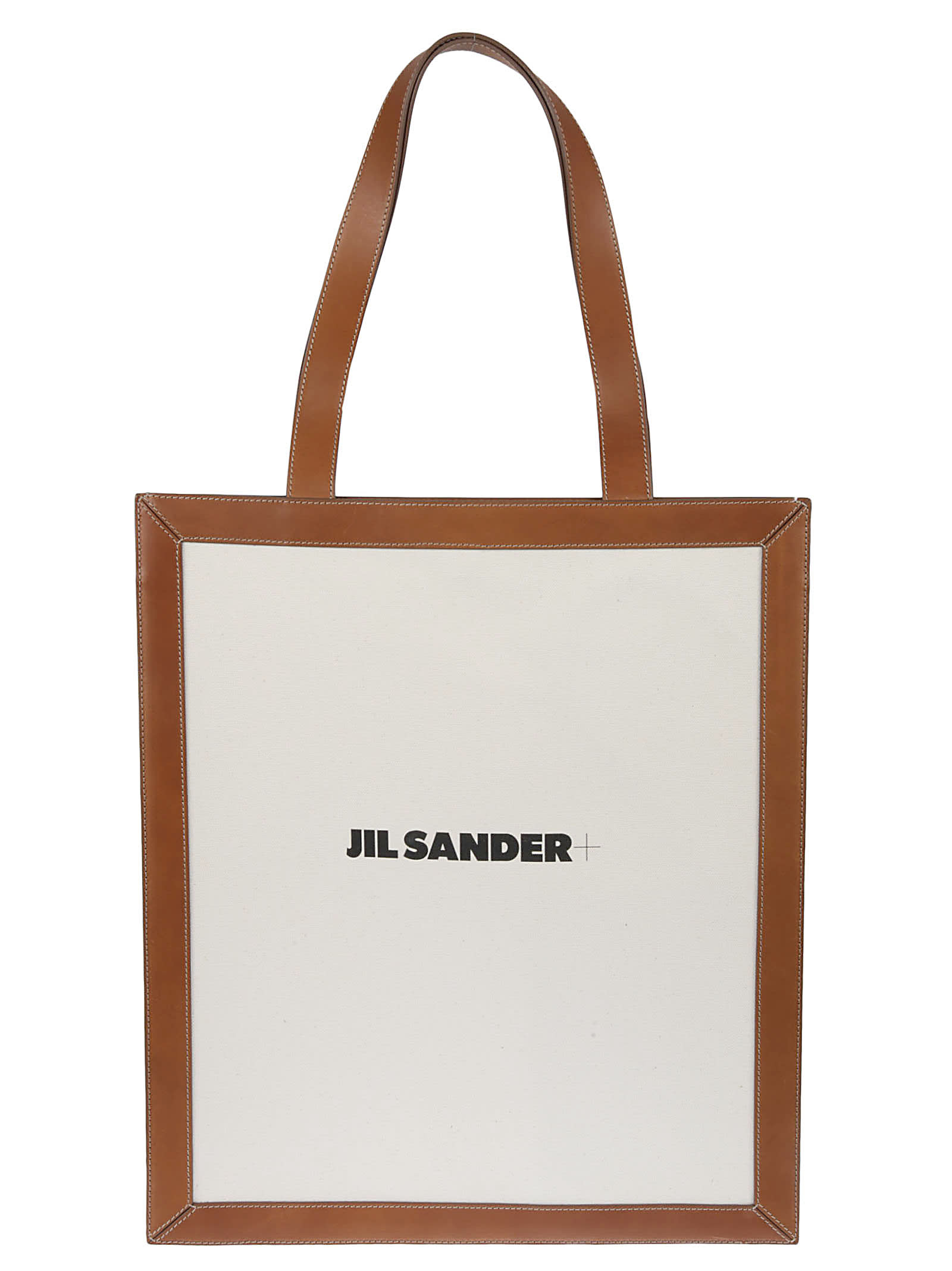 Shop Jil Sander Classic Top Handle Logo Tote In Medium Brown