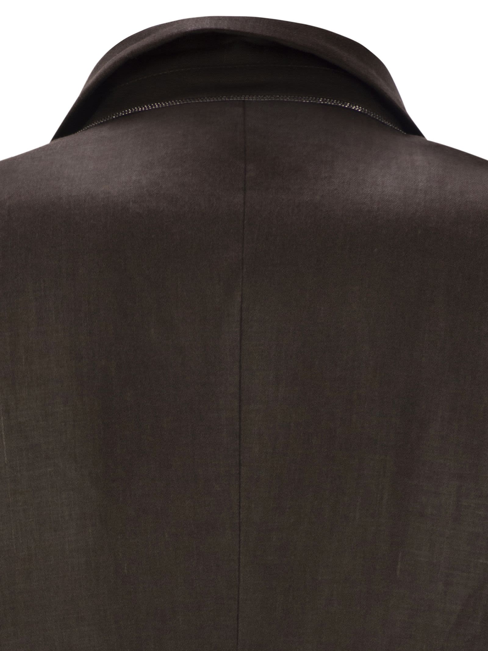 Brunello Cucinelli Shiny Linen Twill Jacket With Necklace In