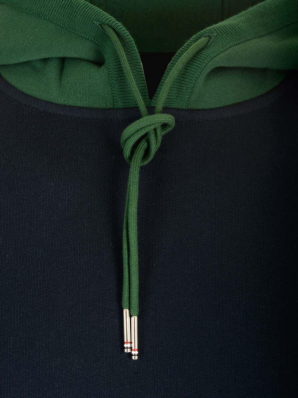 Thom Browne Panel Hooded Sweatshirt With Kangaroo Pocket In Blue