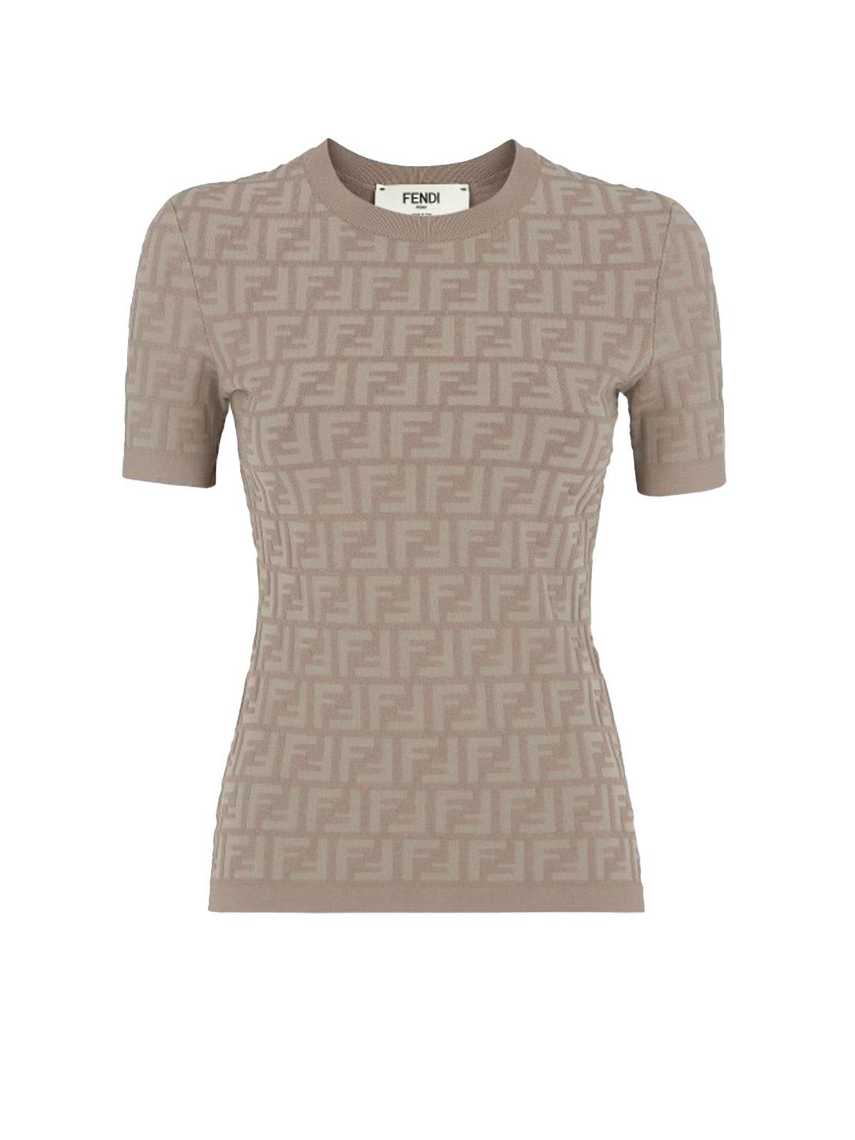 Viscose T-shirt With All-over Embossed Ff Motif
