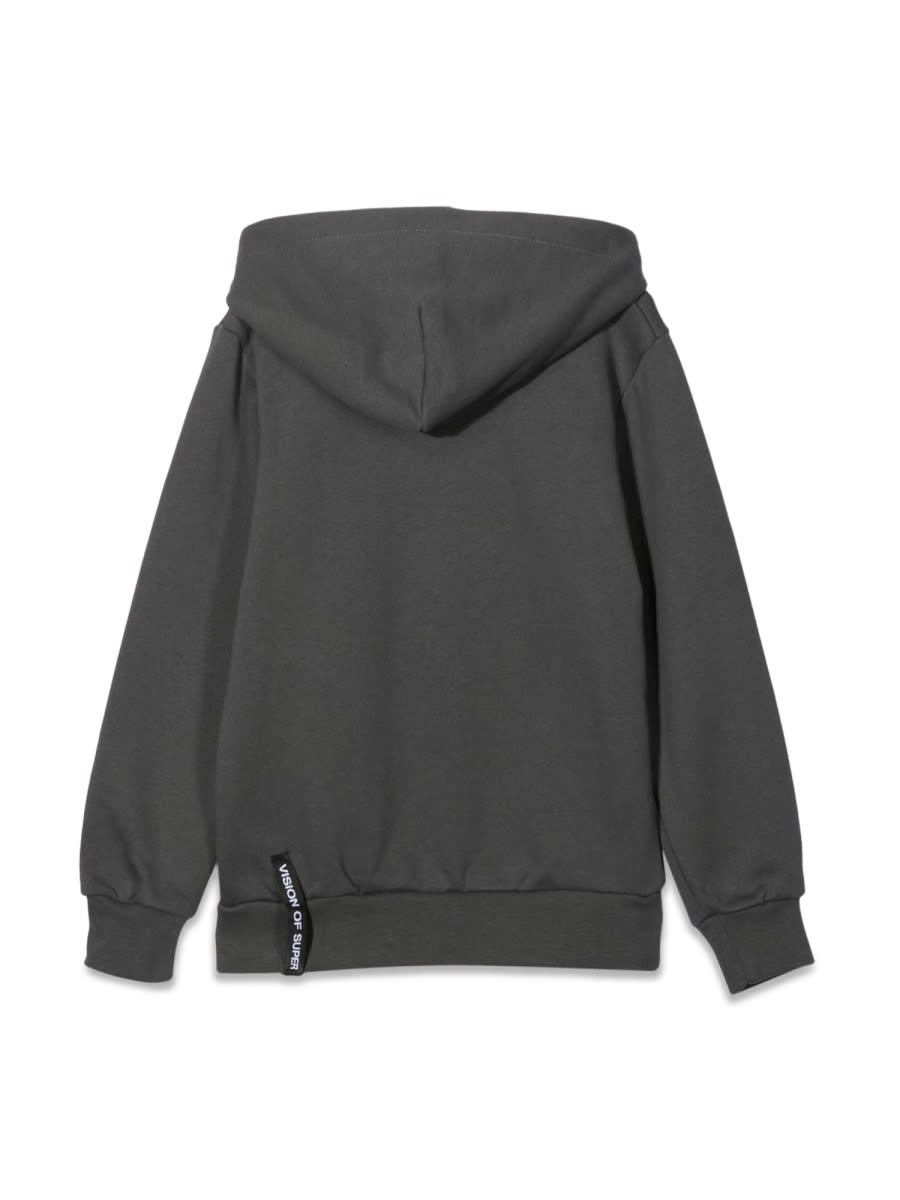 Vision Of Super Pandy Skeleton Print Hoodie In Charcoal