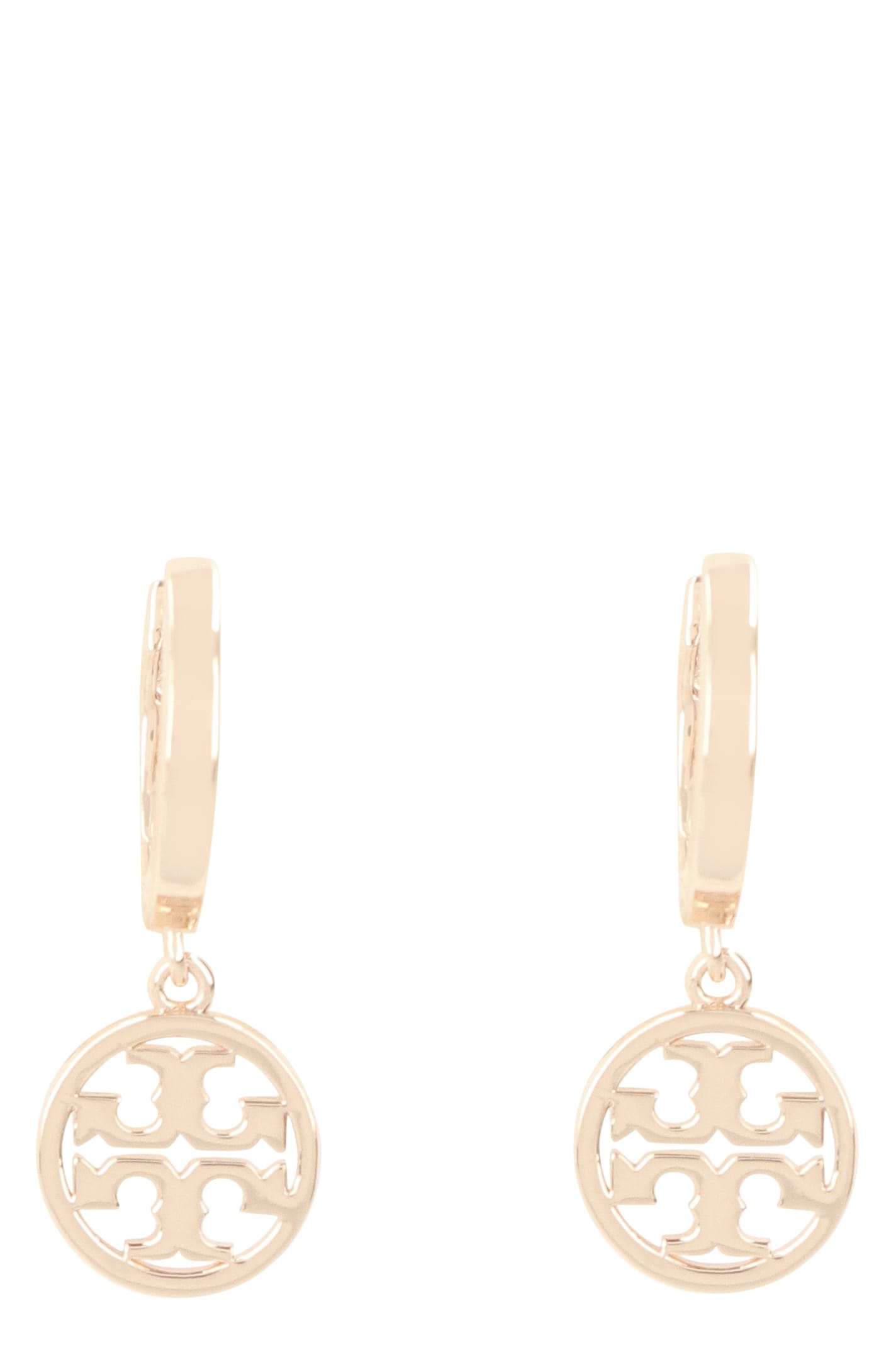 TORY BURCH MILLER LOGO HOOP EARRINGS 