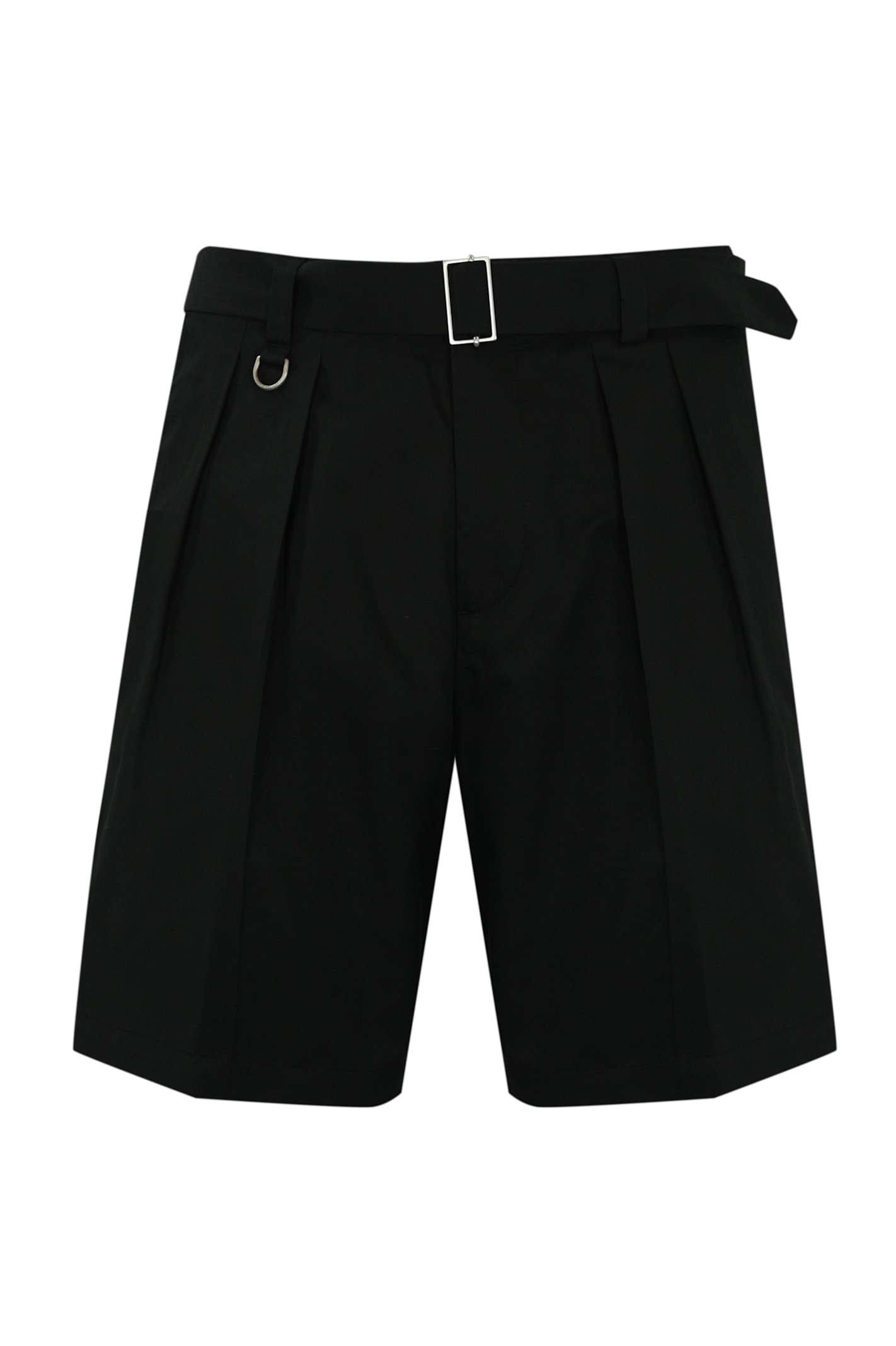 Cotton Bermuda Shorts With Pleats And Belt