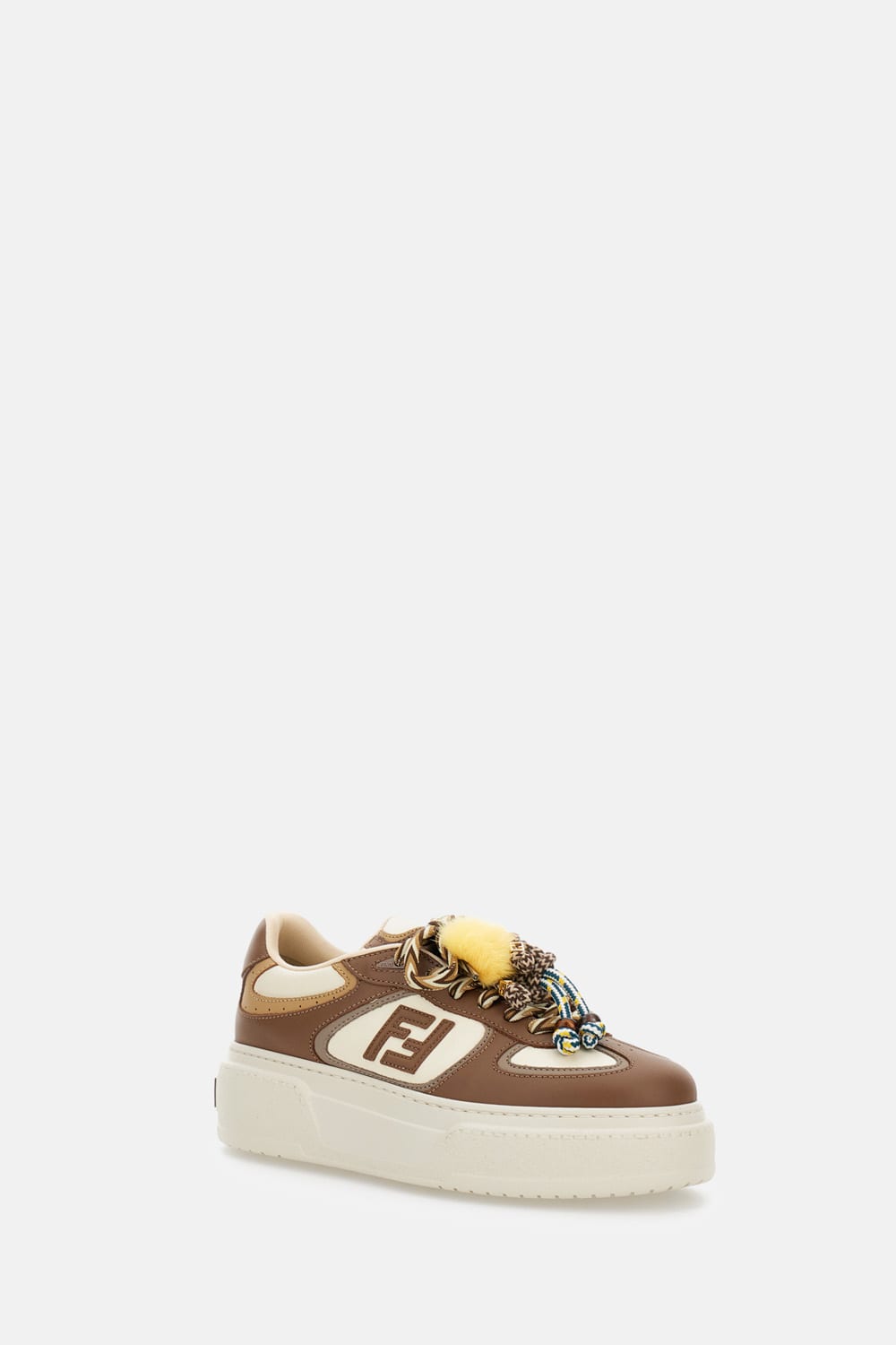 Fendi Sneakers Chunky Sole Contrast Panels In Brown