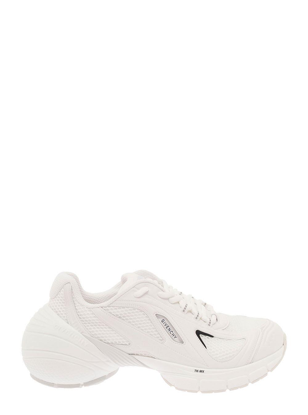 Shop Givenchy Tk-mx White Low Top Sneakers With Side Logo Print In Mesh And Faux Leather Man