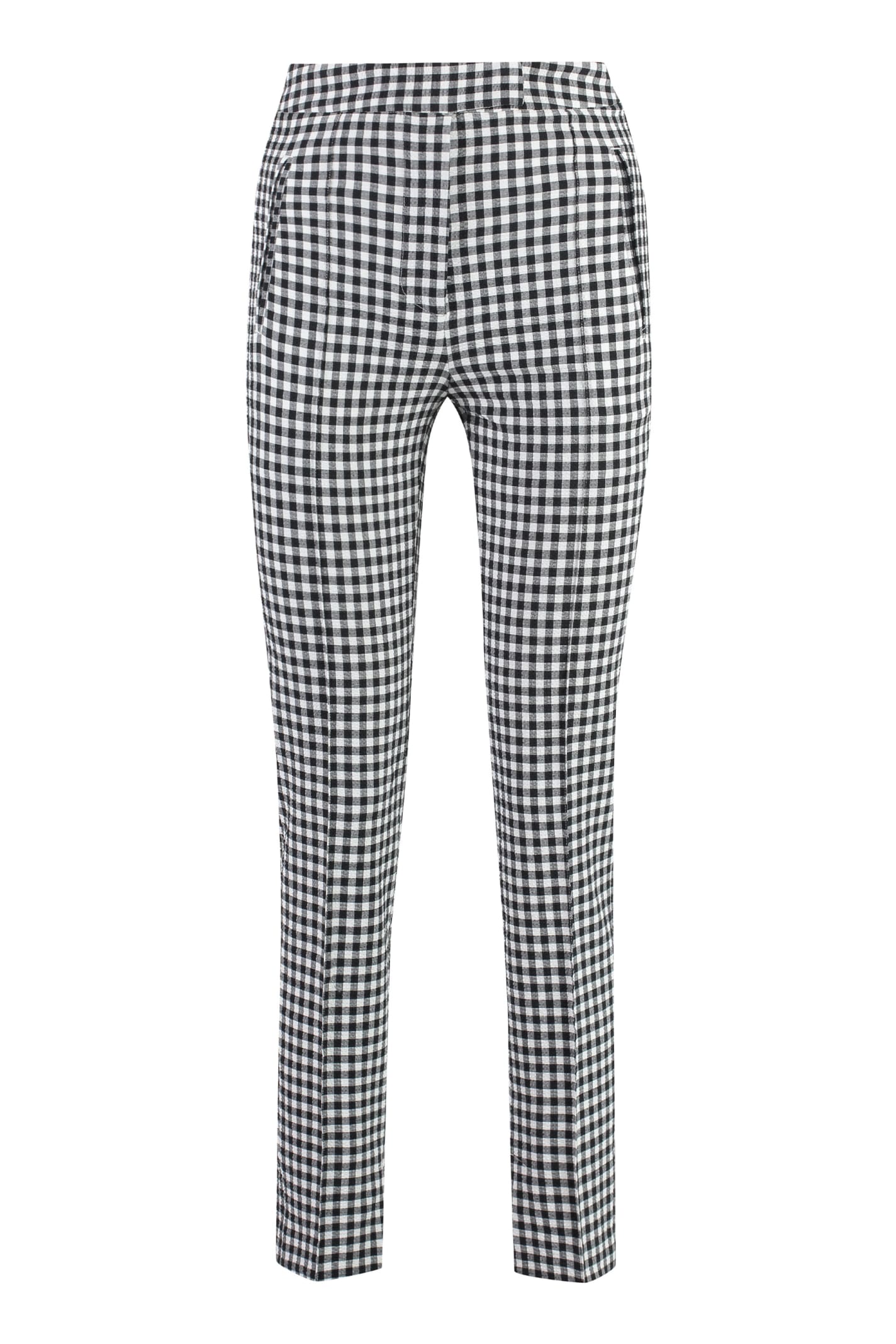 Shop Pt01 Checked Cotton Trousers In Black