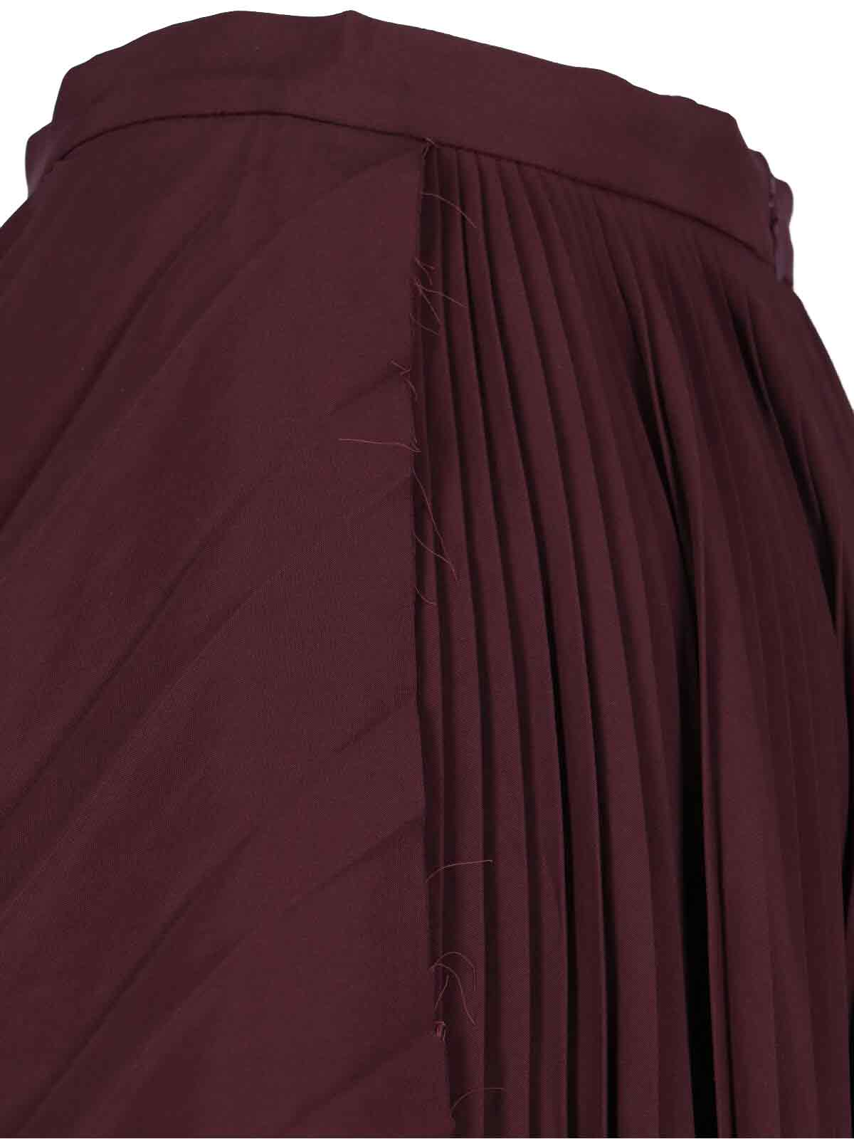 Alexander Mcqueen Asymmetrical Pleated Midi Skirt In Burgundy