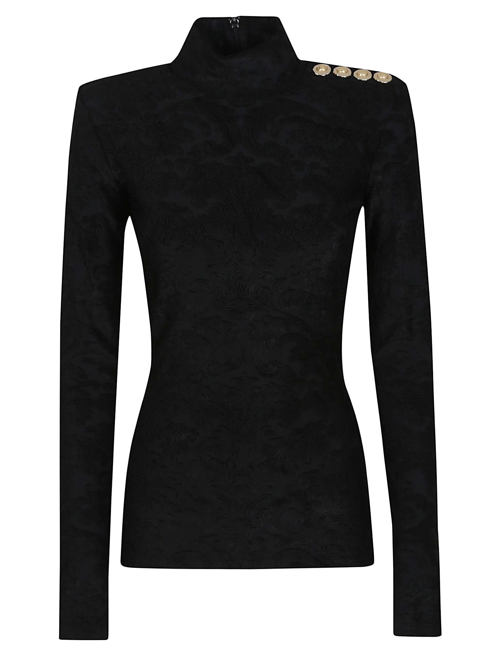 Buttoned Ls Bouclette Baroque Top