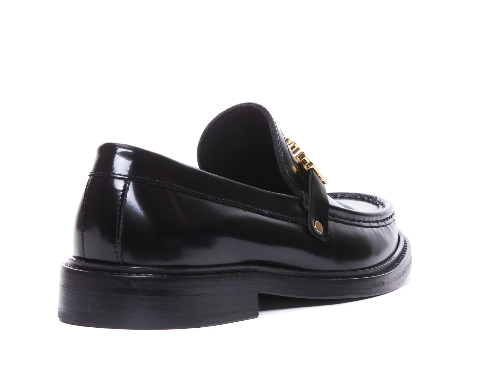 Shop Moschino Logo Loafers In Black