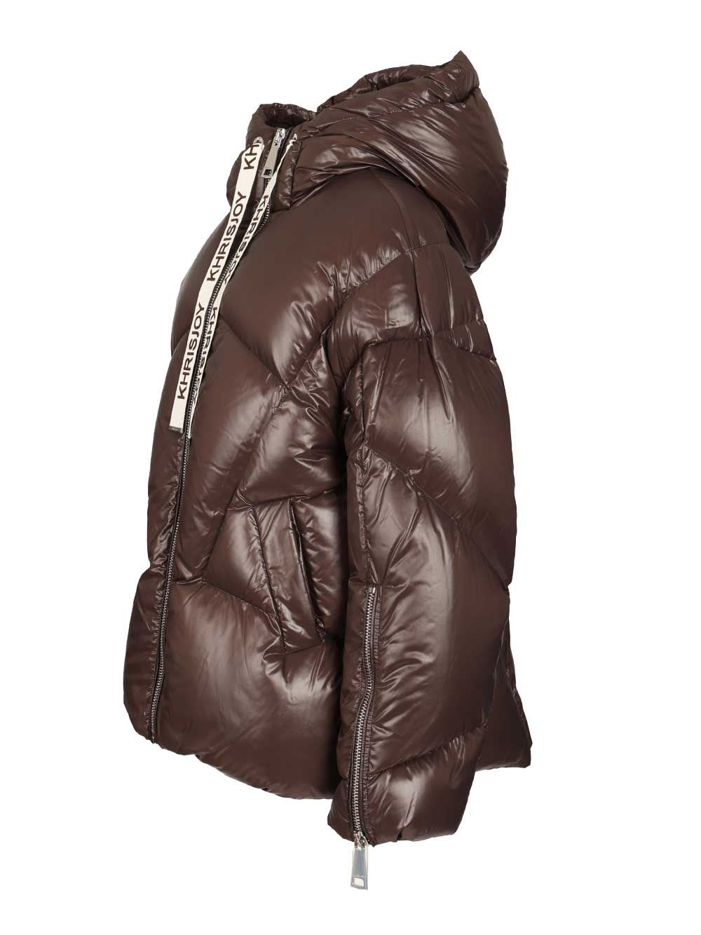 Khrisjoy Iconic Milano Puffer In Shiny Nylon Coats Brown In Brown