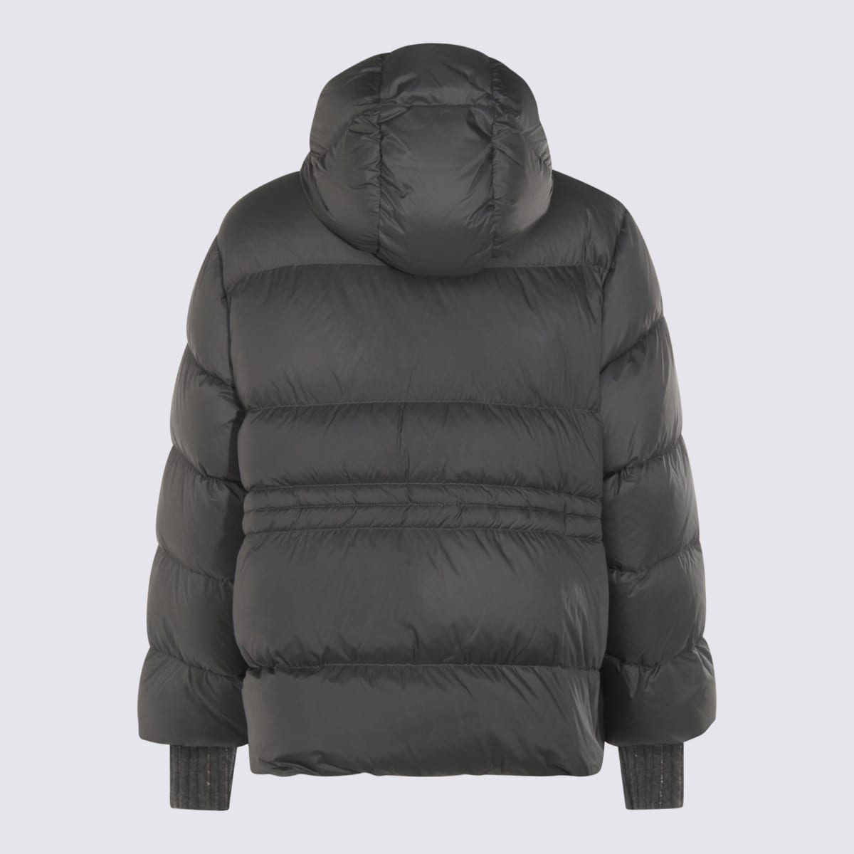 Fabiana Filippi Hooded Quilted Down Jacket Drawstring Detail In Gray