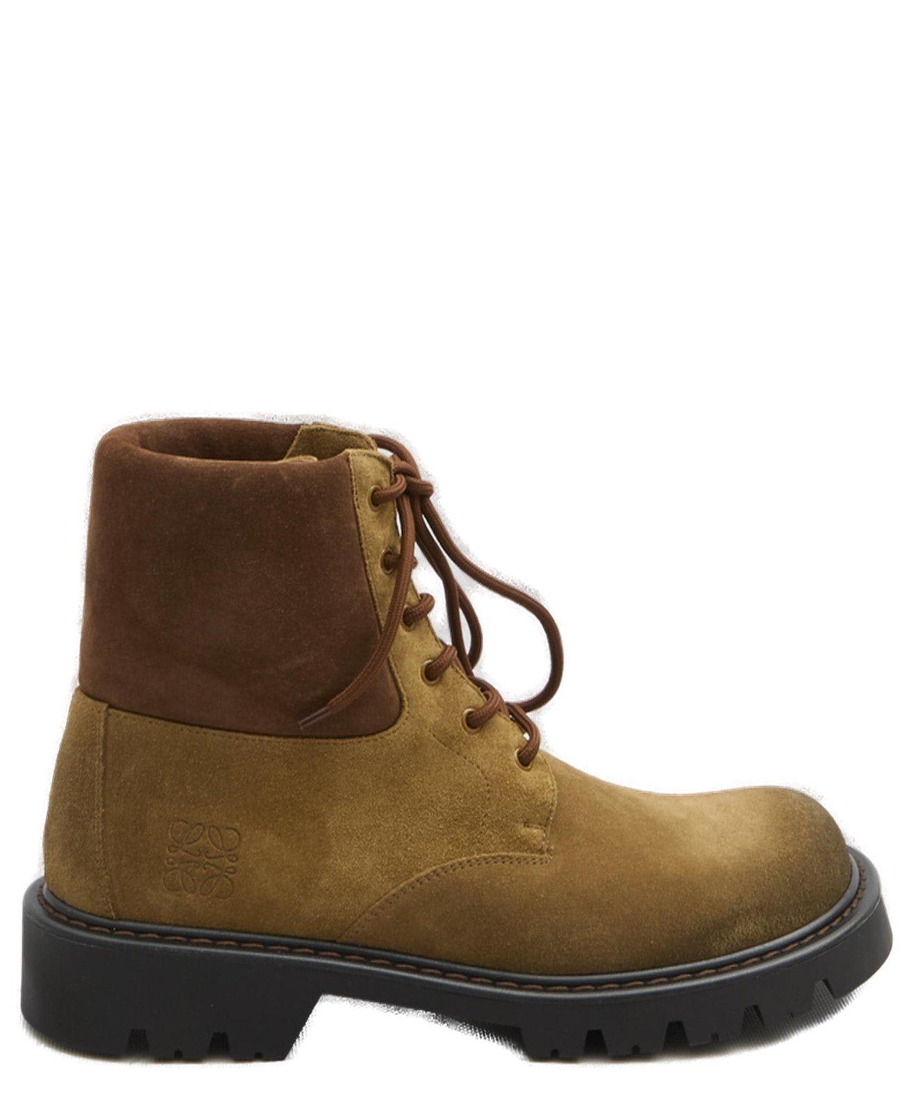 Shop Loewe Sierra Combat Ankle Boots In Medium Tabacco Brown