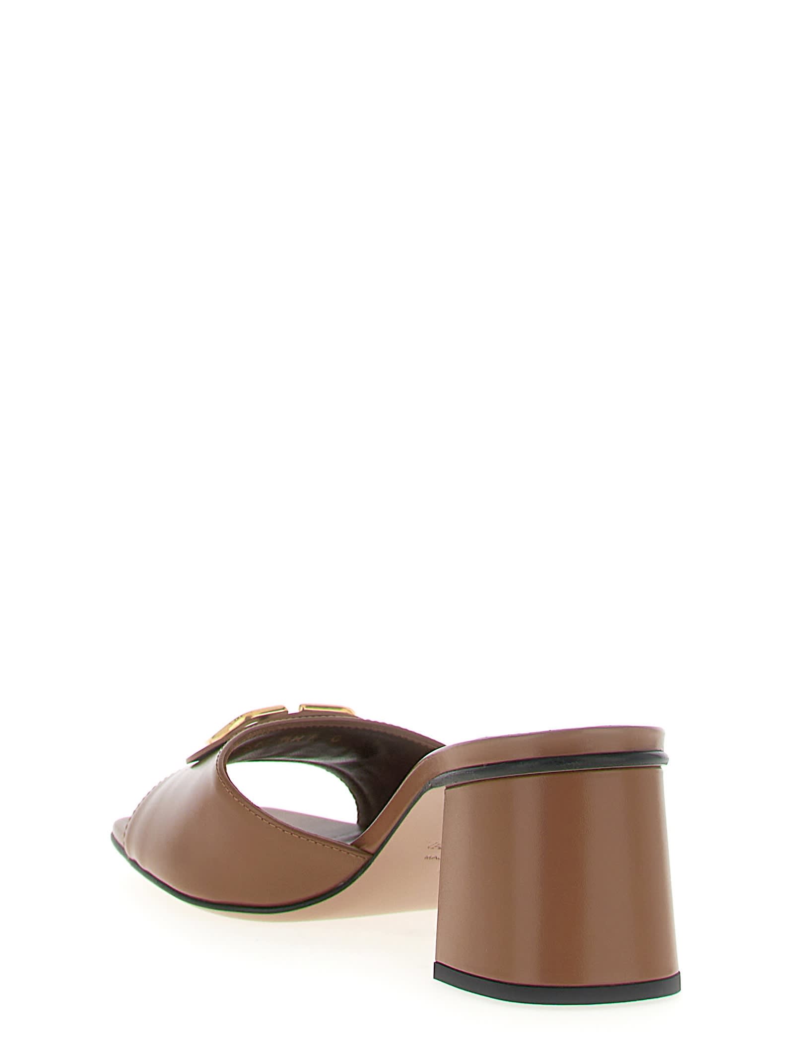 Valentino 60mm Vlogo Signature Leather Sandals In Brown