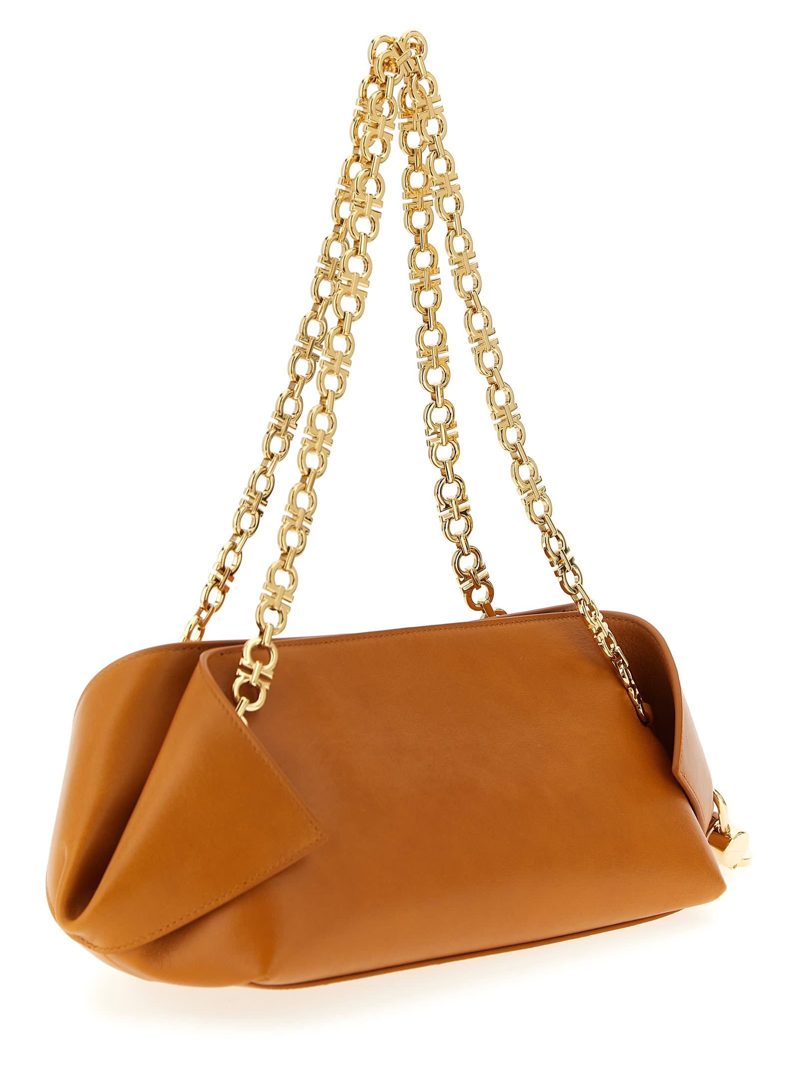 Ferragamo Shoulder Bag Featuring Chain Strap In Orange