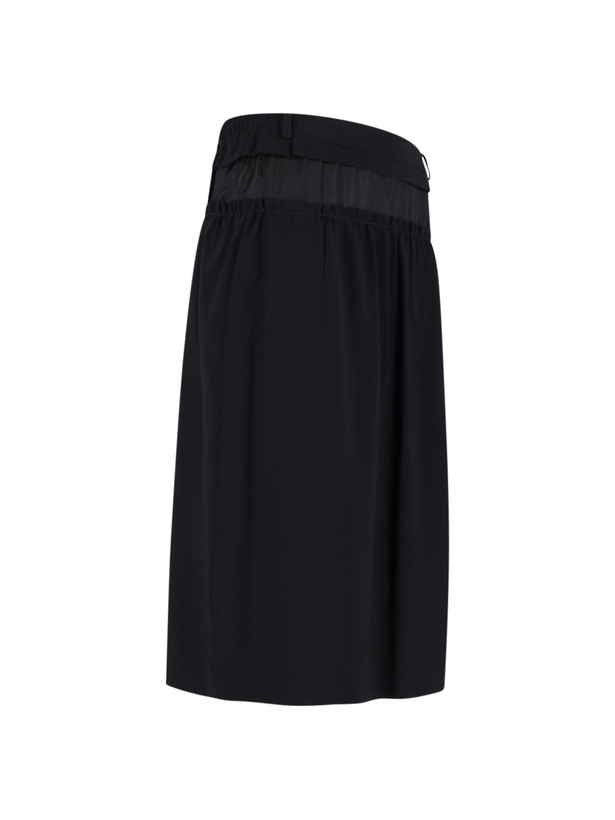 Maison Margiela High-waisted Midi Skirt With Sheer Panel Detail In Black