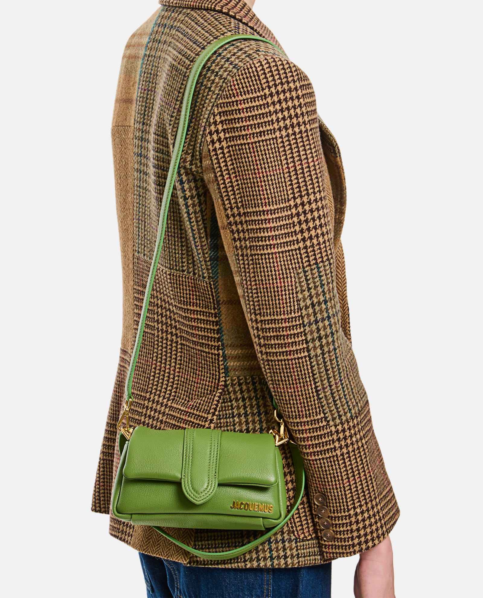 Shop Jacquemus Le Petit Bambimou Leather Shoulder Bag In 550 Green