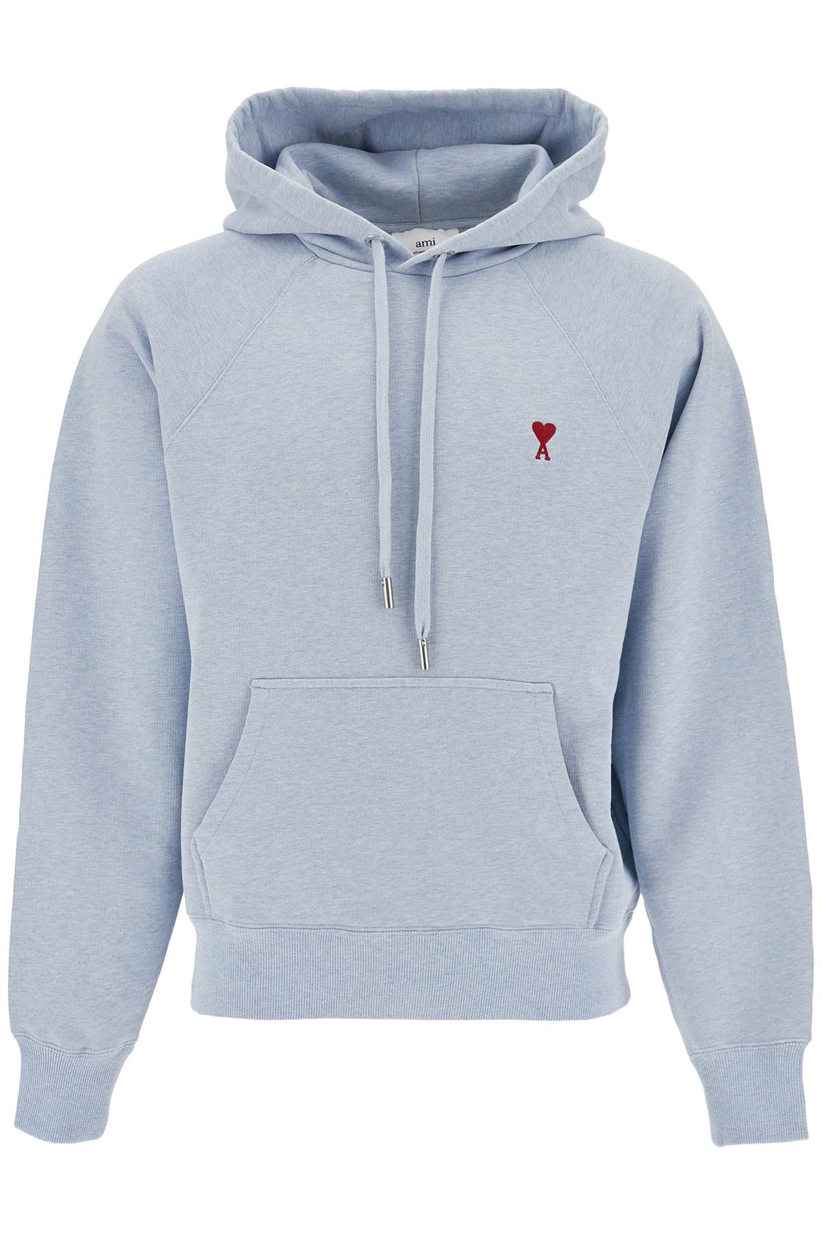 Shop Ami Alexandre Mattiussi Ami De Coeur Hooded In Blue Cashmere Chine (light Blue)