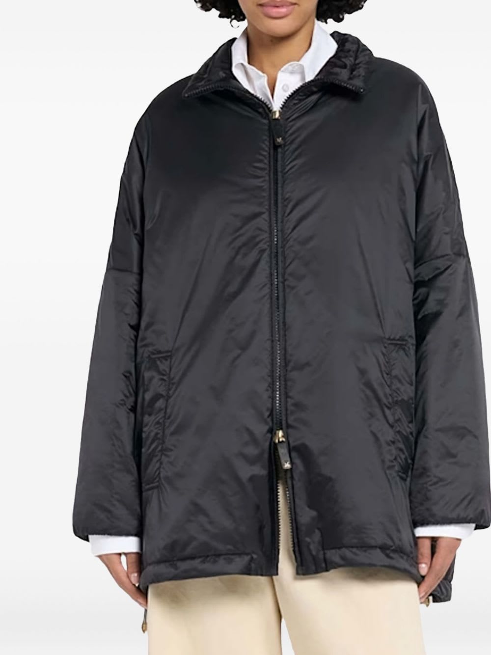 Max Mara The Cube Max Mara Zip-up High-neck Jacket In Black