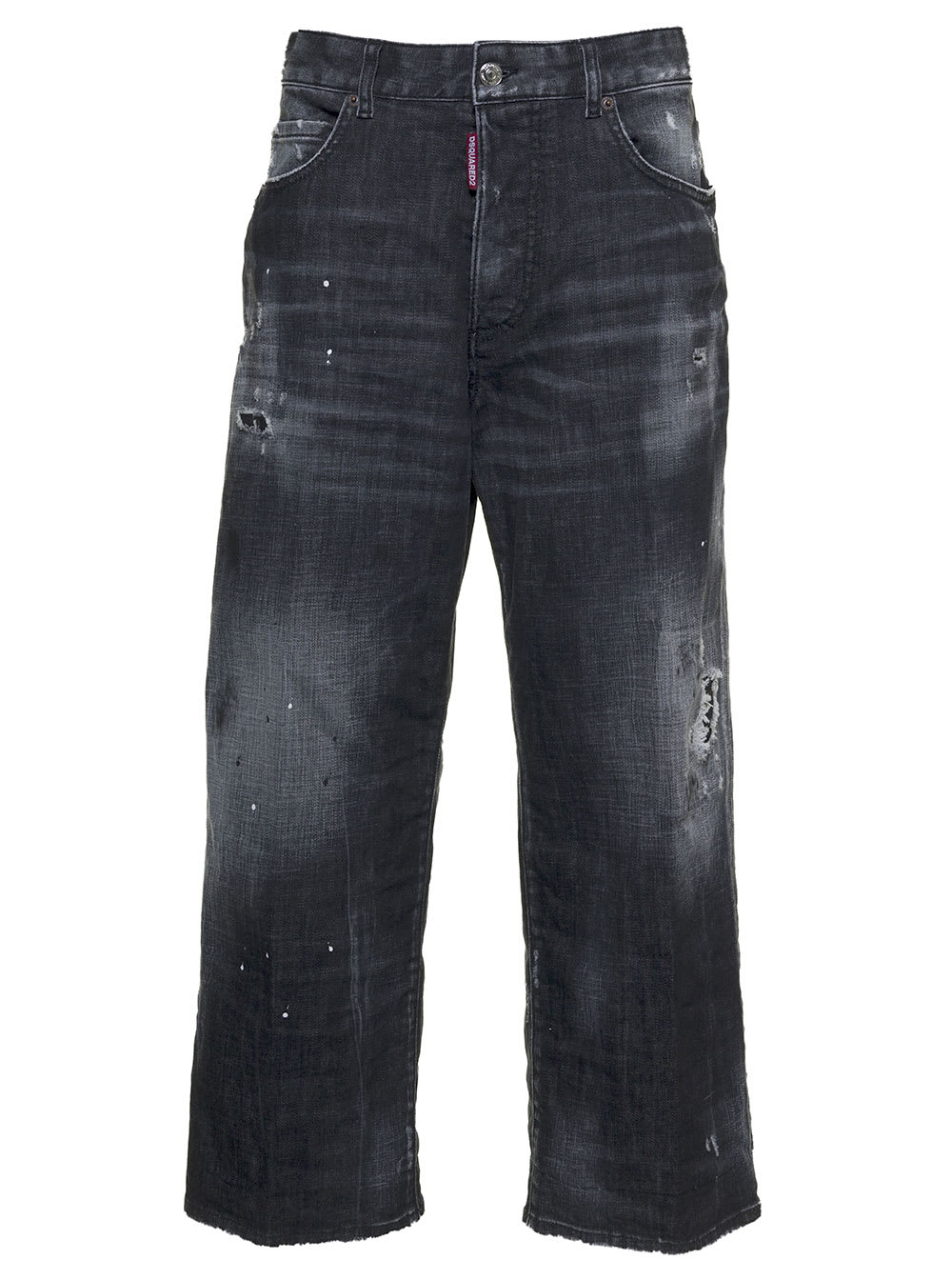 Dsquared2 Grey Denim Jeans With Ripped Inserts