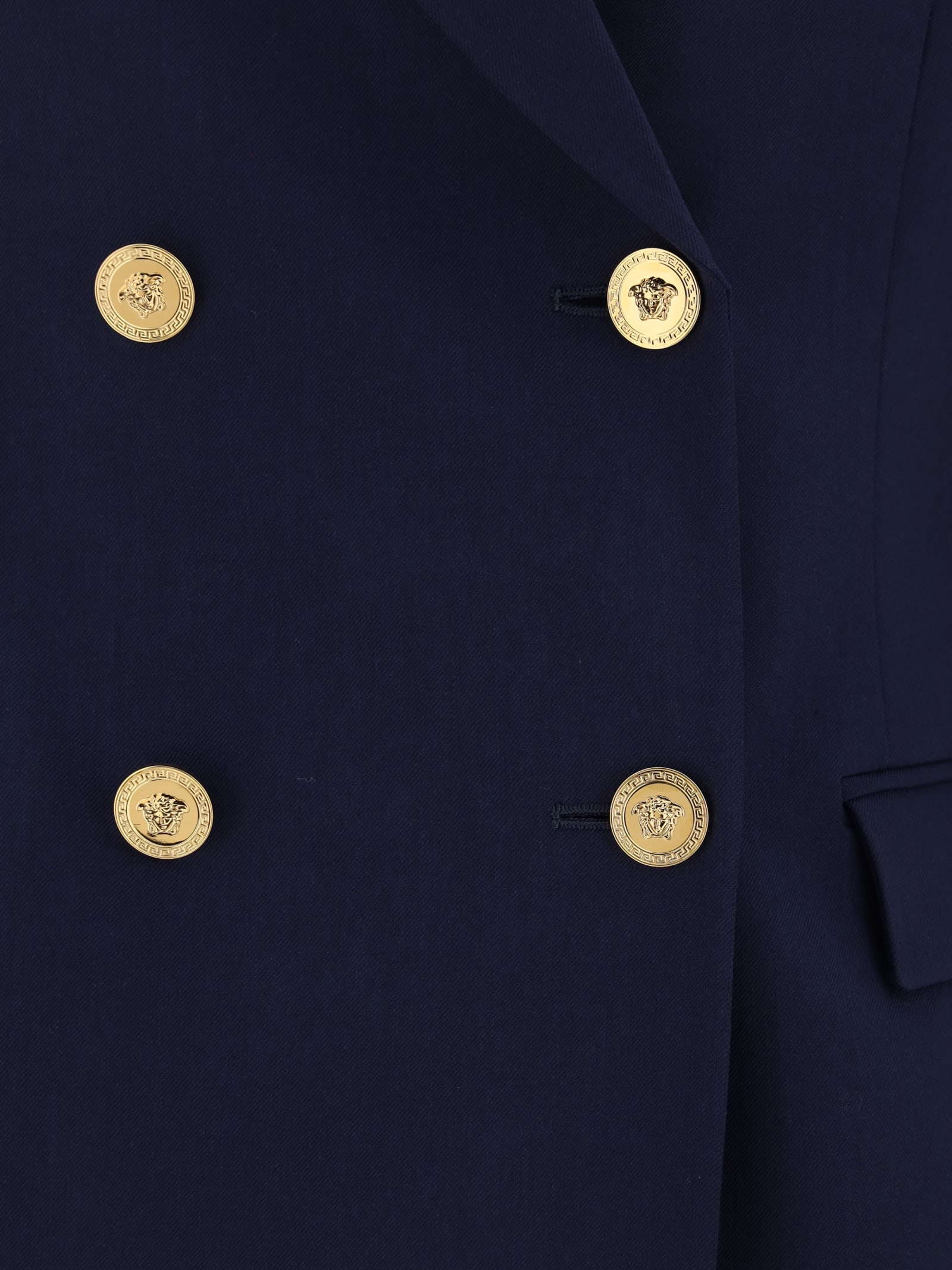 Shop Versace Blazer Jacket In Navy Blue