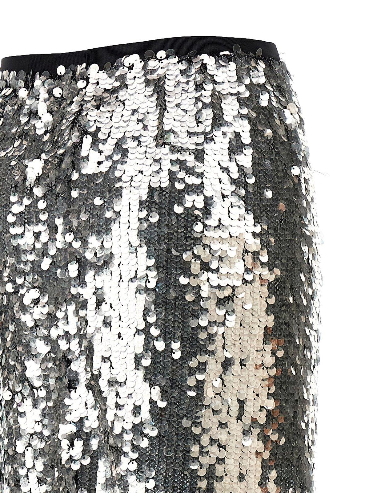 Shop Pinko Sequinned Mesh Pencil Skirt In Z7z